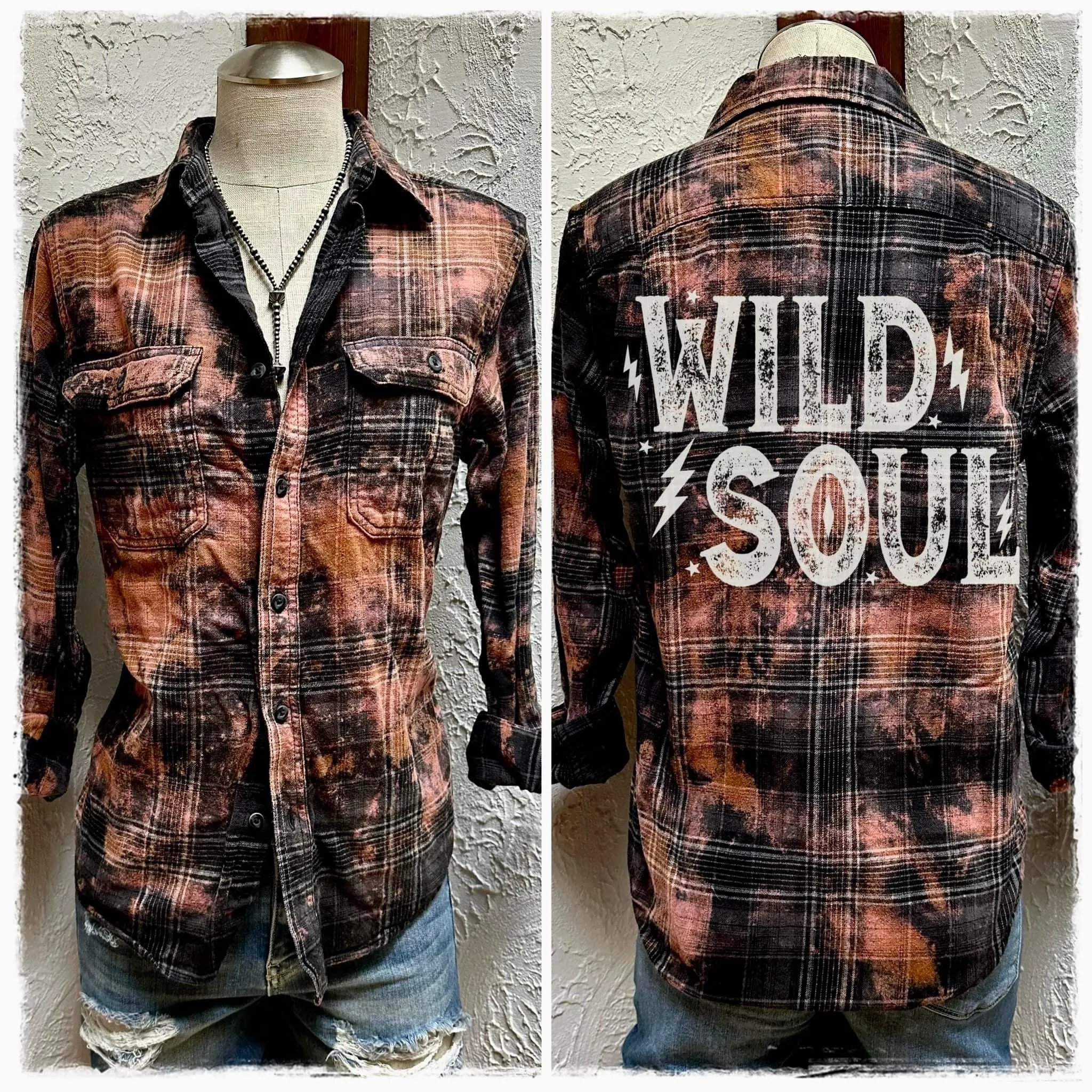 Hand Distressed Wild Soul Flannel