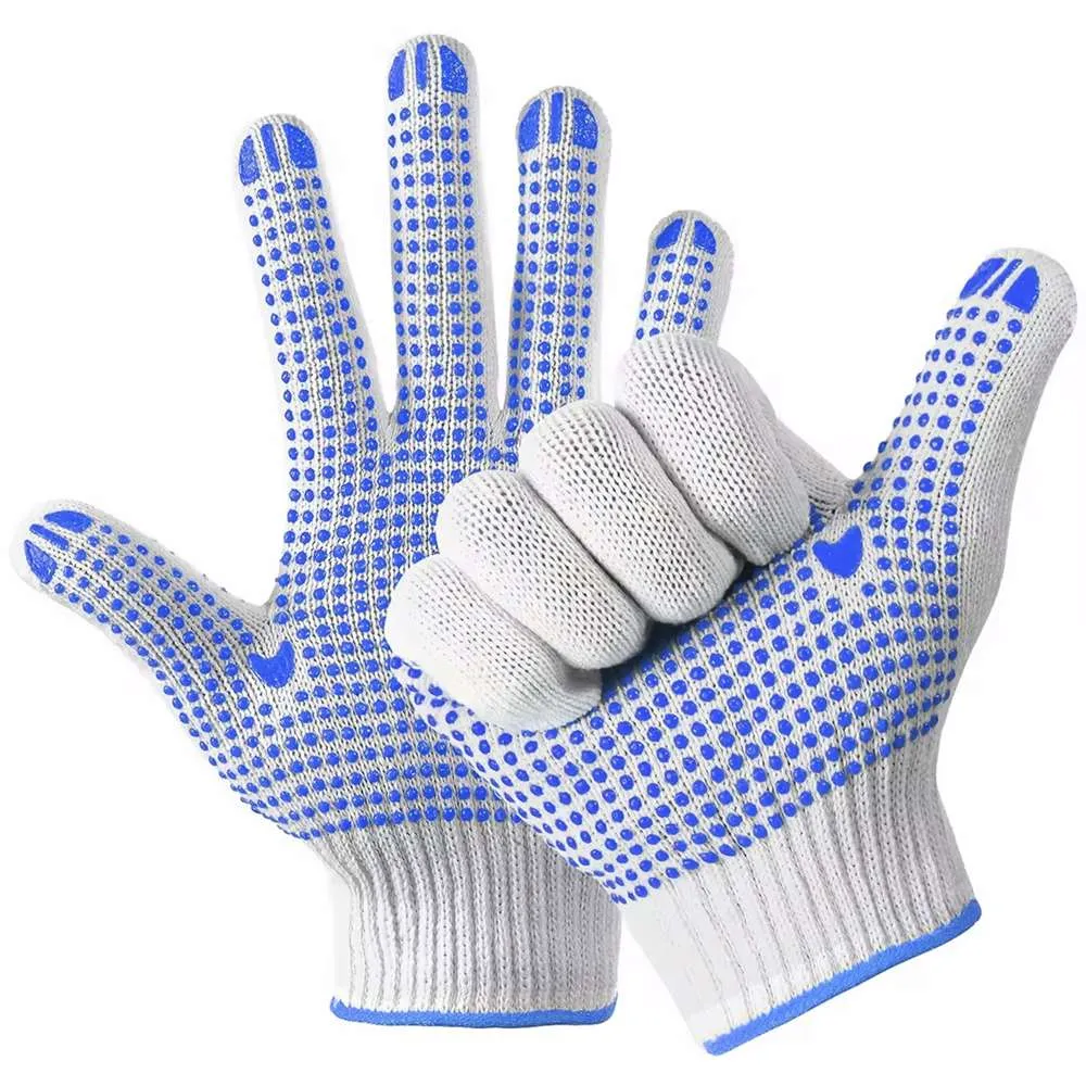 Hand Gloves White Cotton 10'' PVC Dotted