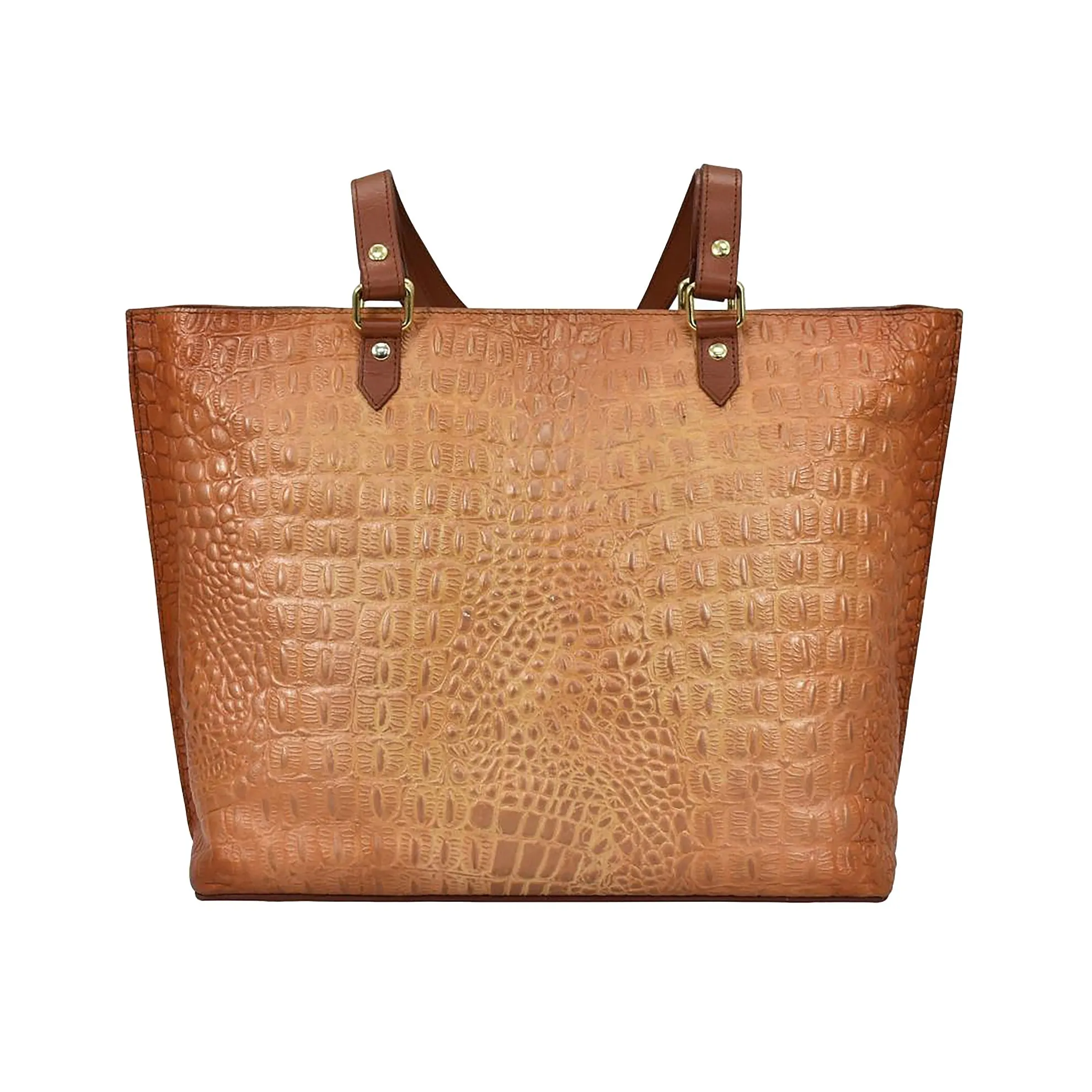 Hand-Painted Croc Embossed Tote