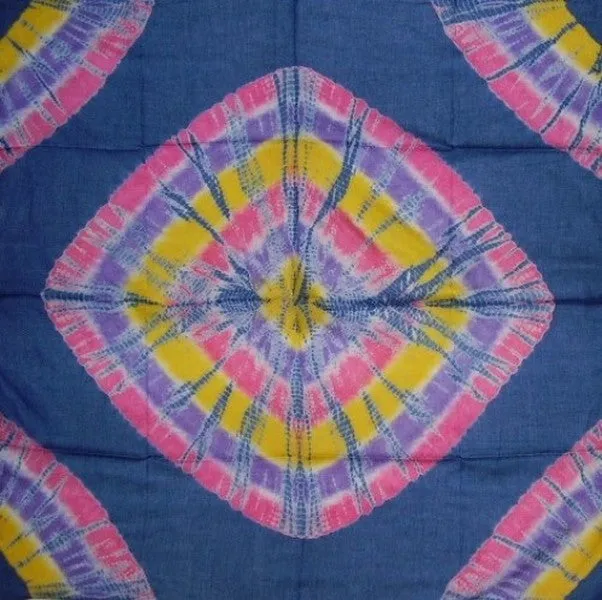 Handcrafted Cotton Tie Dye Scarf 42 x 42 Blue