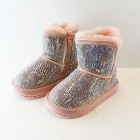 Handcrafted Rhinestone Boot With Fur