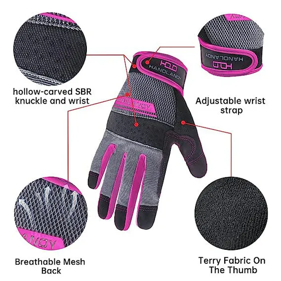 Handlandy Women Work Mechanic Gloves Stretchable Comfortable 6035P