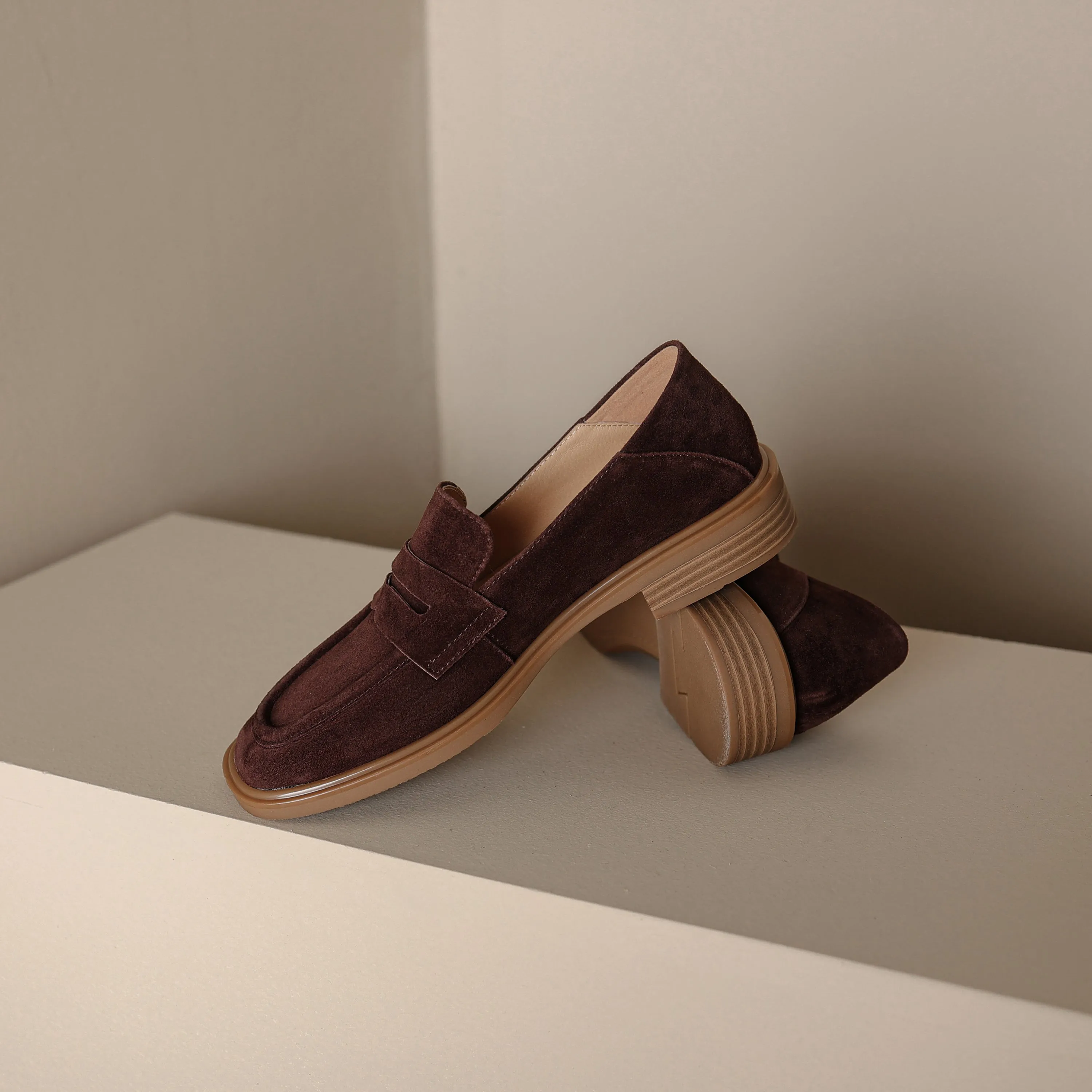 Handmade Classic Suede Leather Loafers Flats Women's Shoes