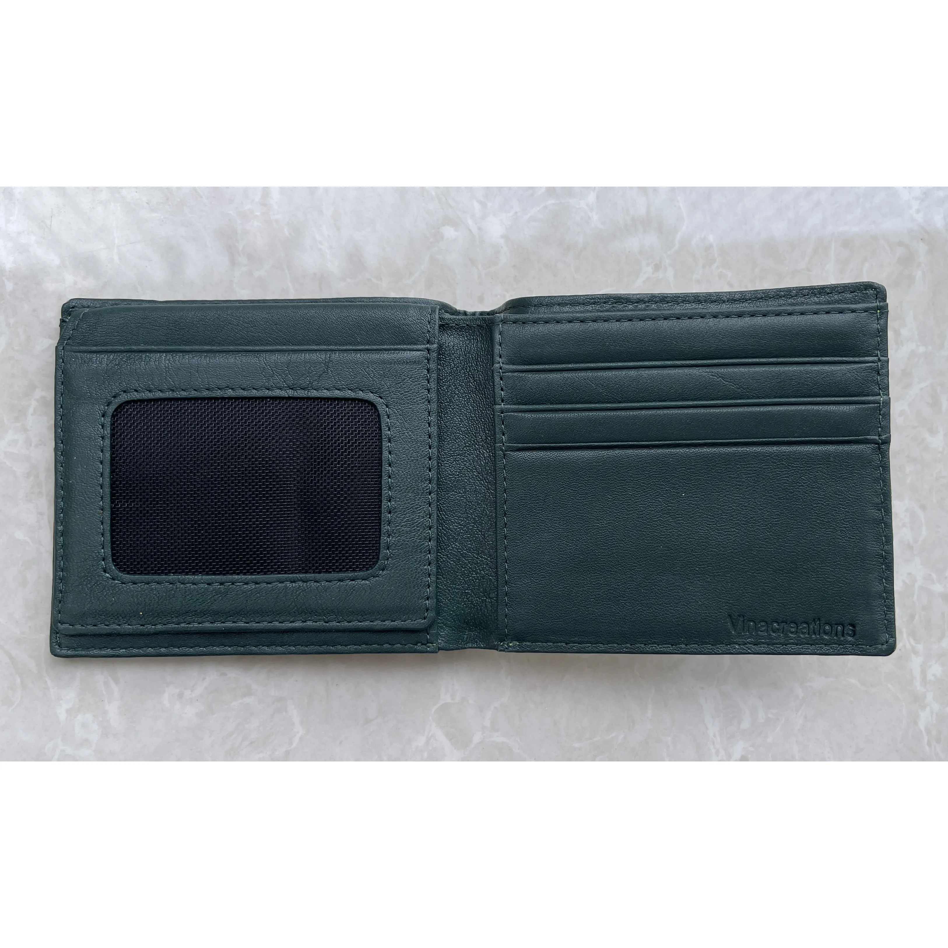 Handmade Green Ostrich Bifold Wallet for Men RFID Blocking | VINAM-97