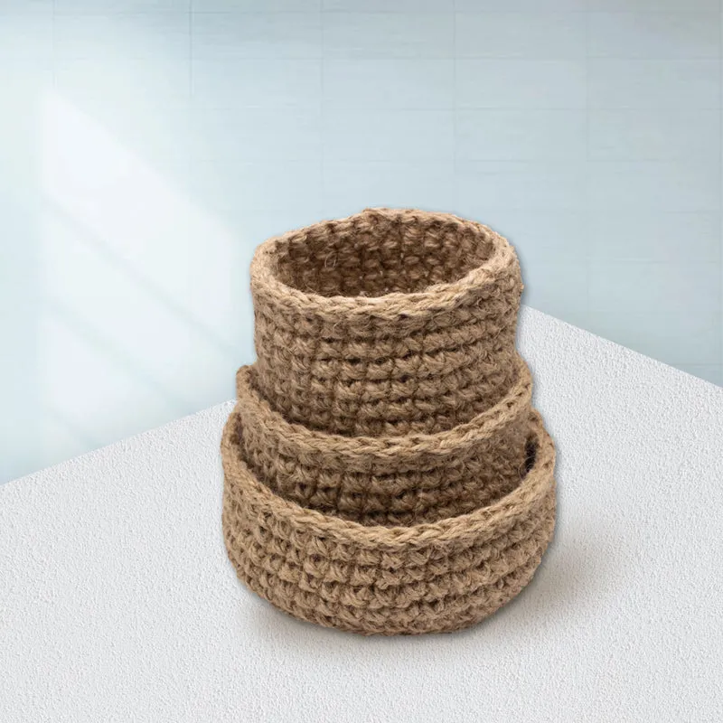 Handmade Jute Organizer Baskets  - Set of 3