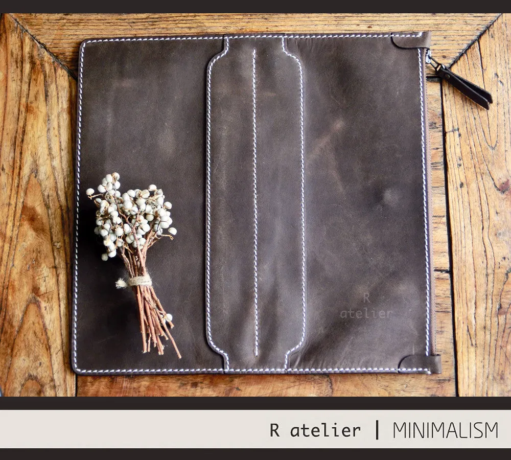 Handmade Leather Foldover Clutch Bag