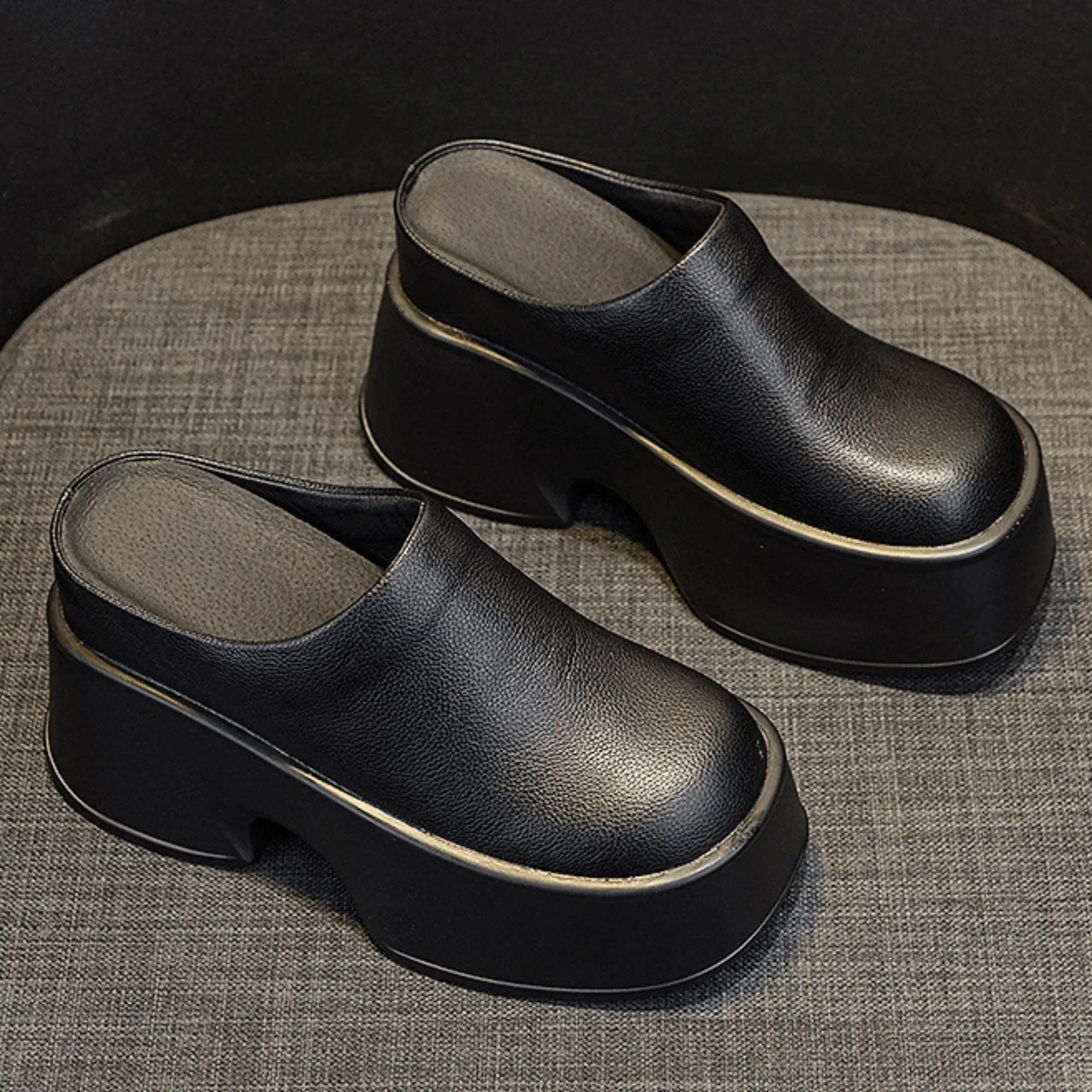 Handmade Leather Platform Clogs