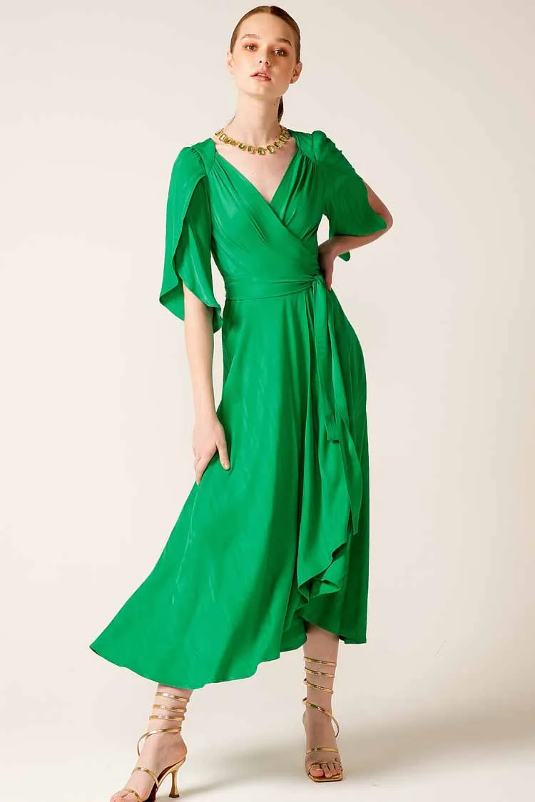 Hanworth House Wrap Dress in Apple Green