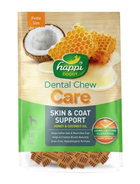 Happi Doggy Care Honey & Coconut Oil Skin & Coat Support Grain-Free Dental Dog Chews 150g