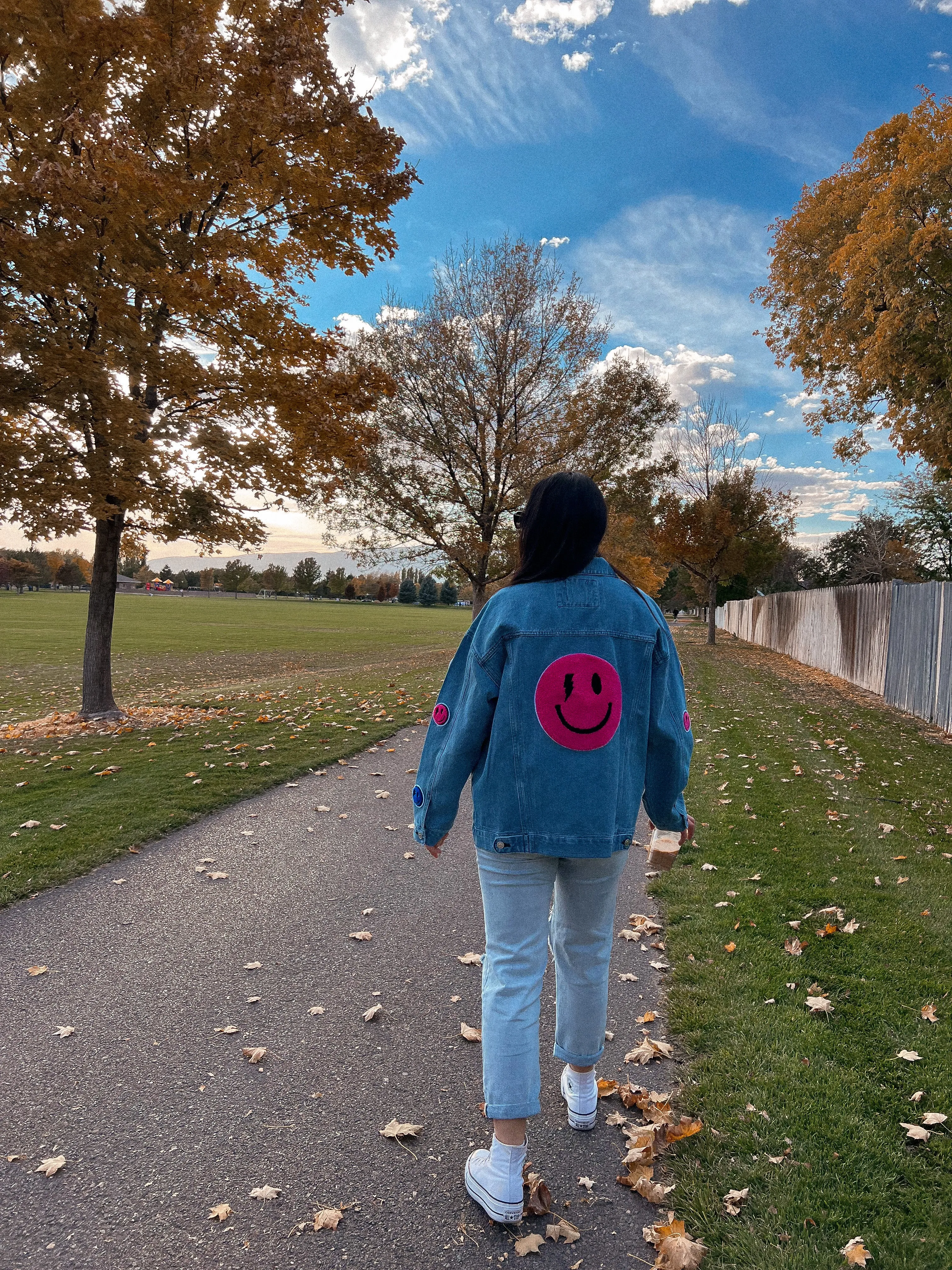 happy & rad patched denim jacket