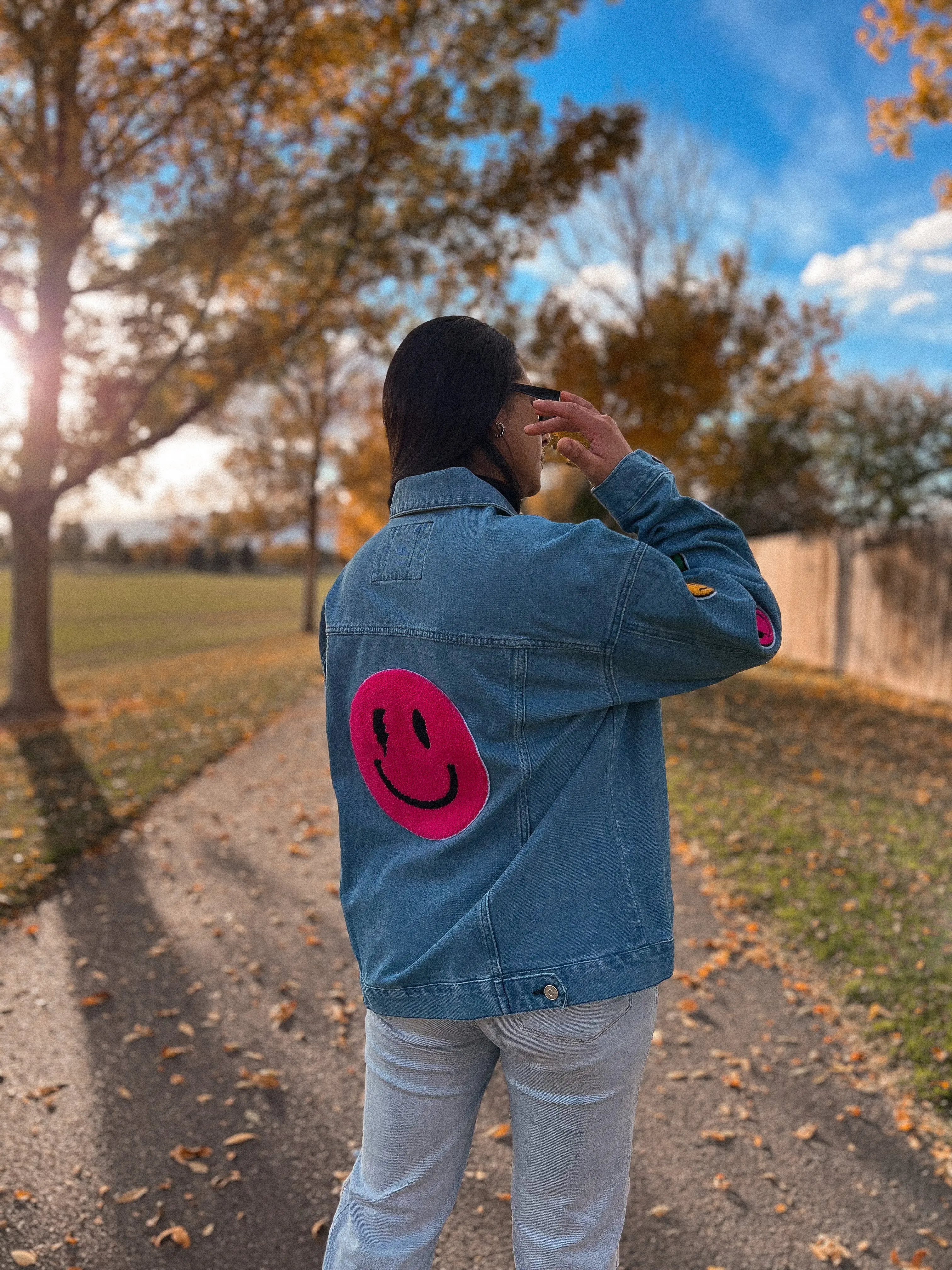 happy & rad patched denim jacket