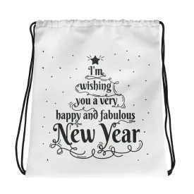 Happy And Fabulous New Year Drawstring bag