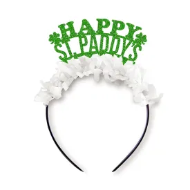 Happy St. Paddy's Party Headband Crown - Green and White