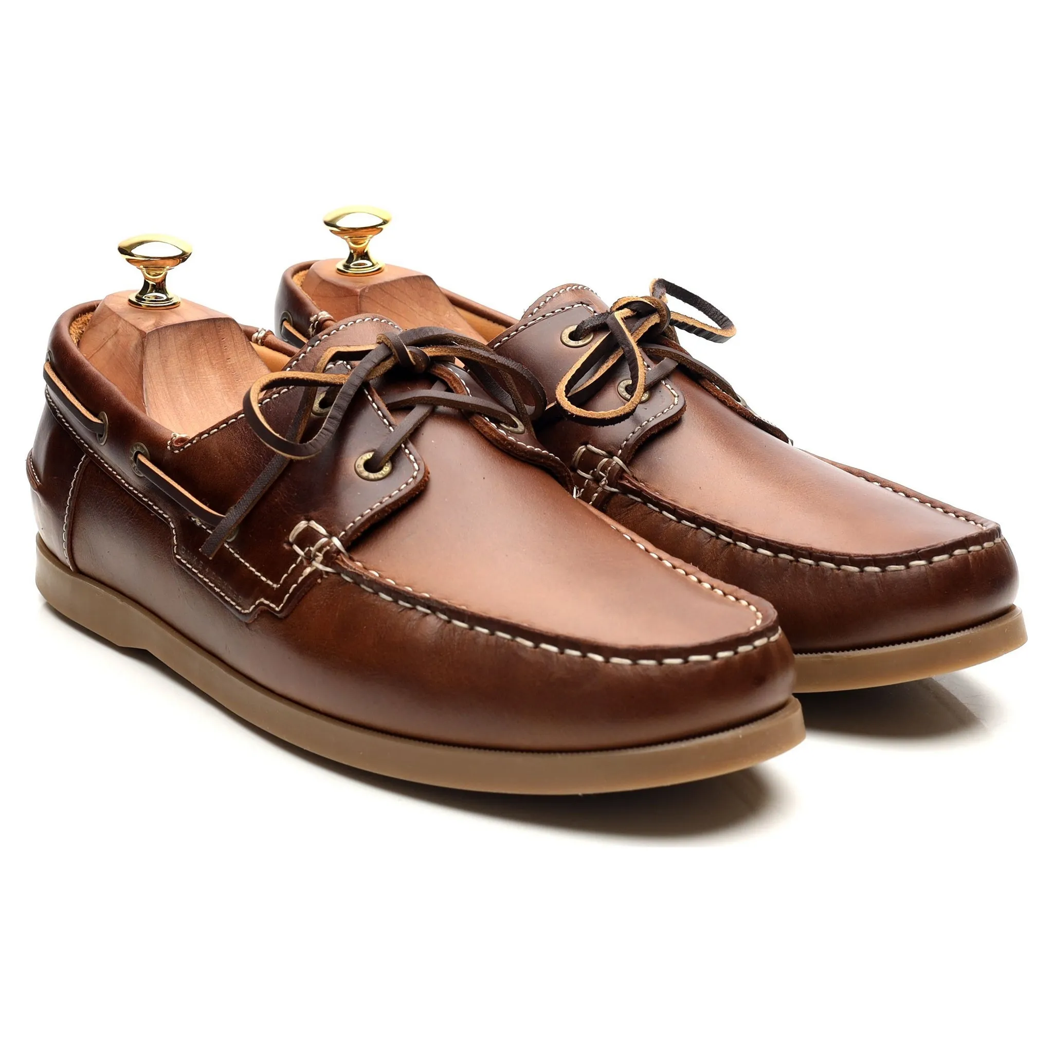 'Hardy' Brown Leather Boat Shoes UK 10