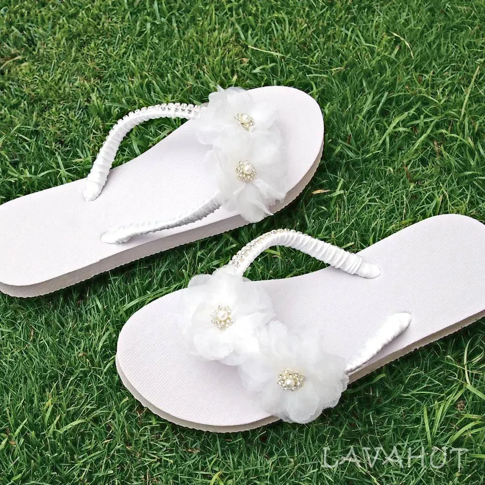 Harmony White Bridal Flip Flops