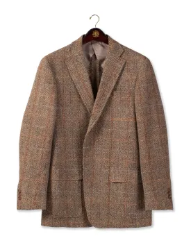 HARRIS TWEED TAN WINDOWPANE SPORT COAT - CLASSIC FIT