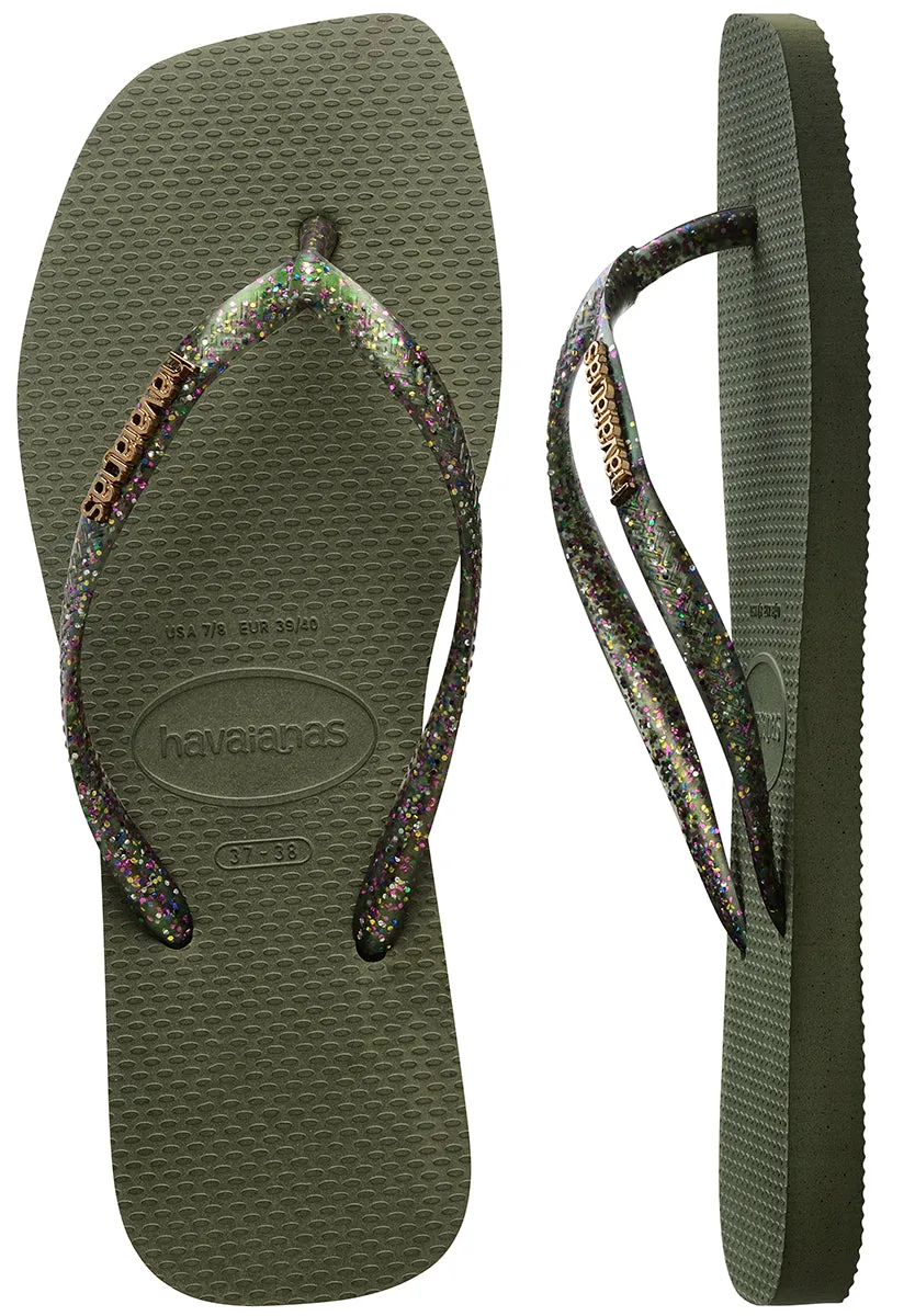 Havaianas Square Metallic In Olive Glitter For Women