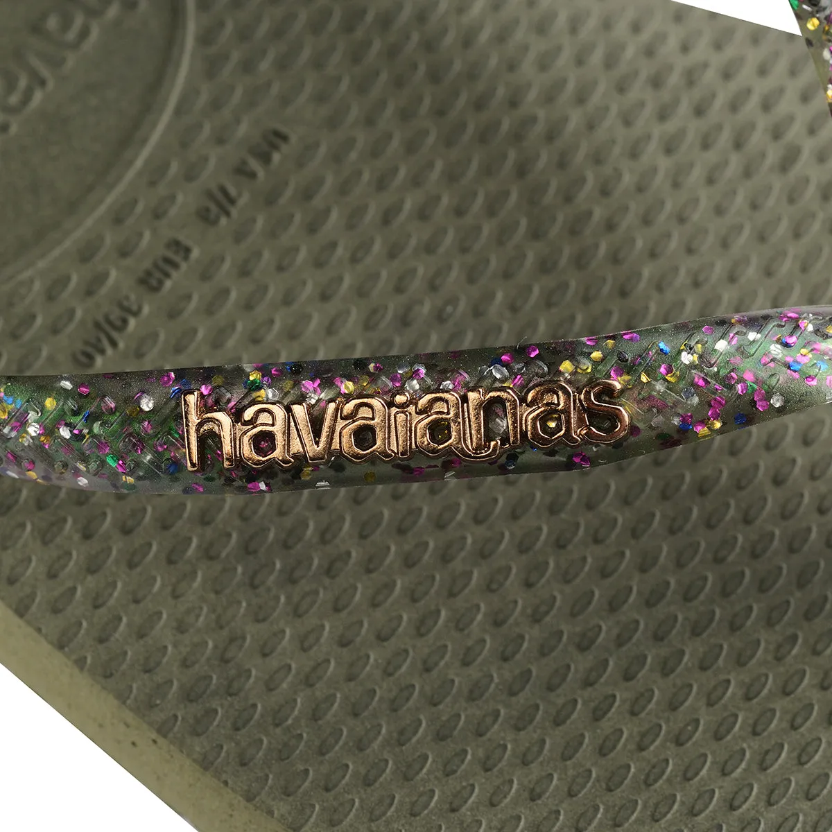 Havaianas Square Metallic In Olive Glitter For Women