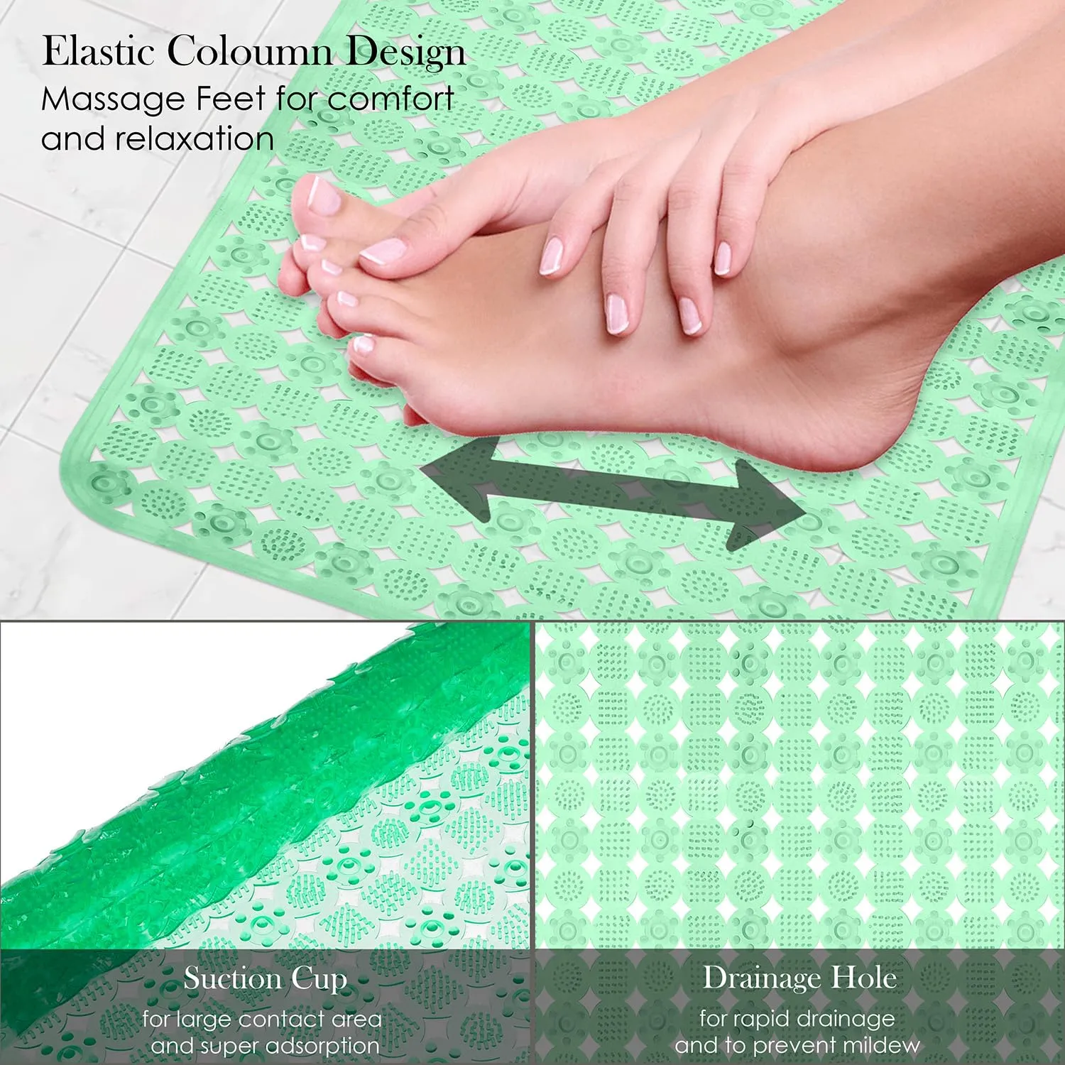 Heart Home Bath Mat | PVC Bathroom Mat | Shower Bath Mat | Transparent Round Check Floor Tub Mat | Foot Massager Mat | Anti-Skid Floor Mat | Shower Mat | Green