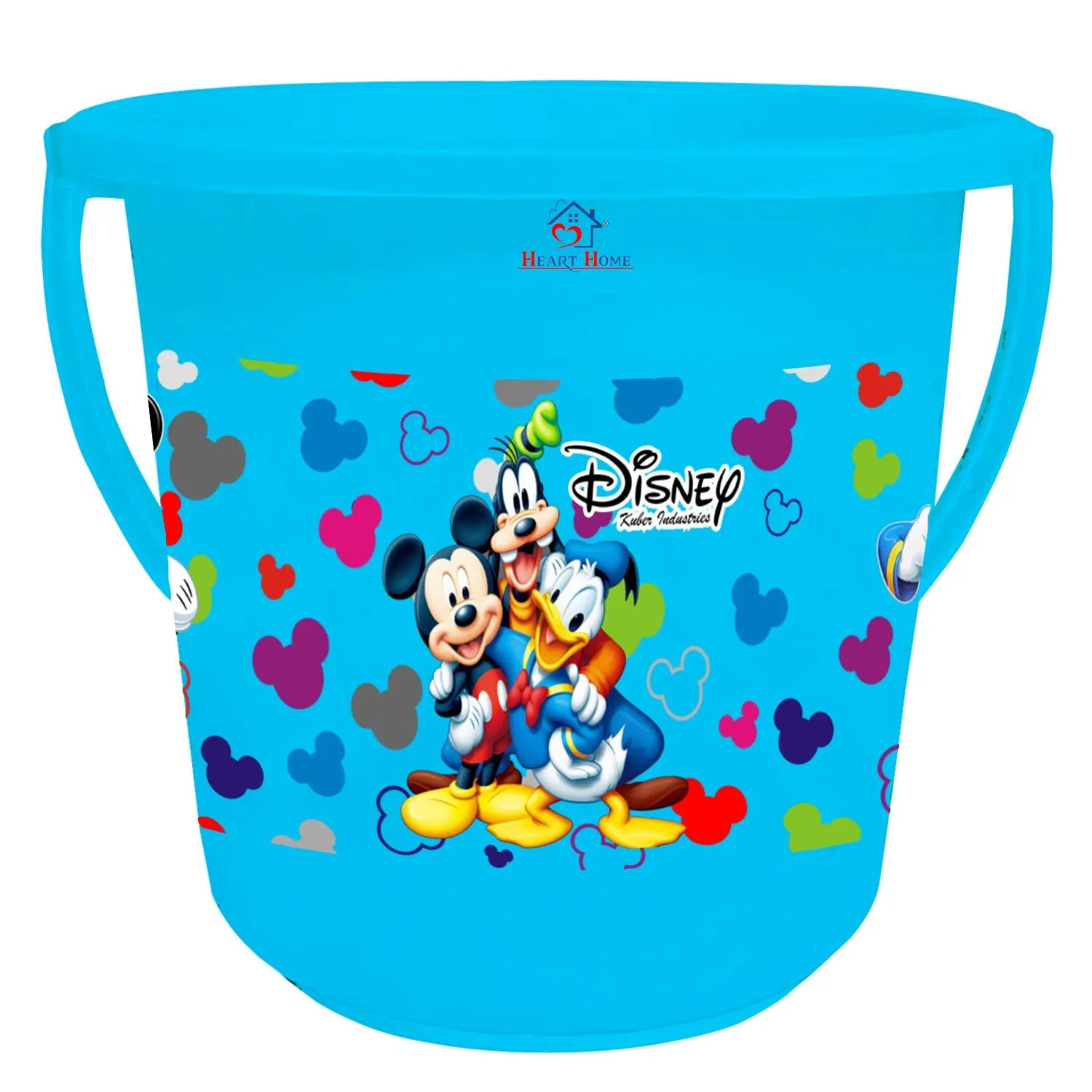 Heart Home Disney Team Mickey Print 2 Pieces Unbreakable Virgin Plastic Bathroom Bucket With Mug Set- Blue, (1 Pc 16 LTR Bucket & 1 Pc 500 ML Mug) -HS_35_HEARTHS17490