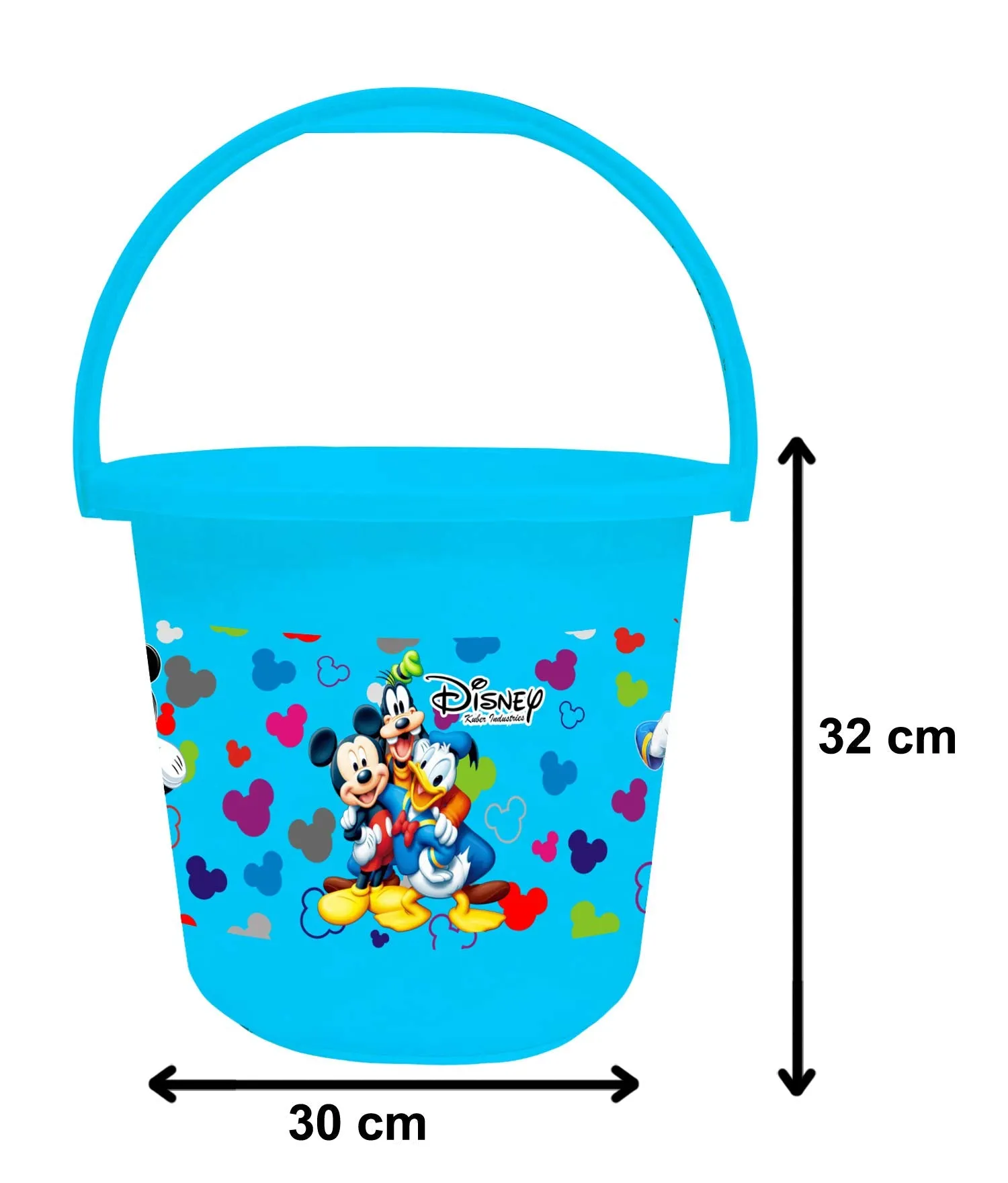 Heart Home Disney Team Mickey Print 2 Pieces Unbreakable Virgin Plastic Bathroom Bucket With Mug Set- Blue, (1 Pc 16 LTR Bucket & 1 Pc 500 ML Mug) -HS_35_HEARTHS17490