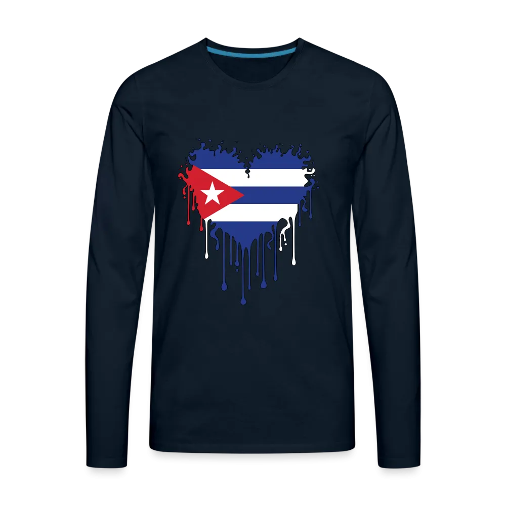 Heart of Cuba Flag Men's Premium Long Sleeve T-Shirt