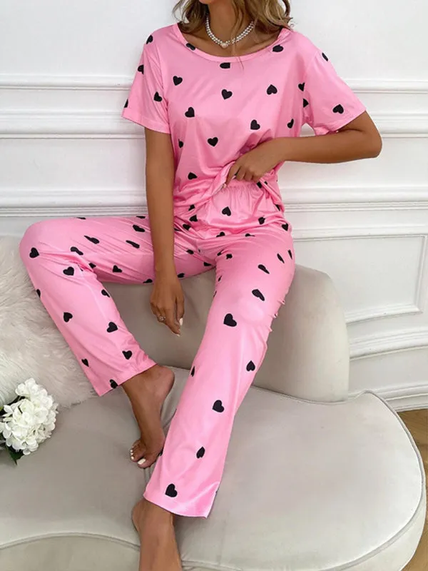 Heart Print Pajama Set