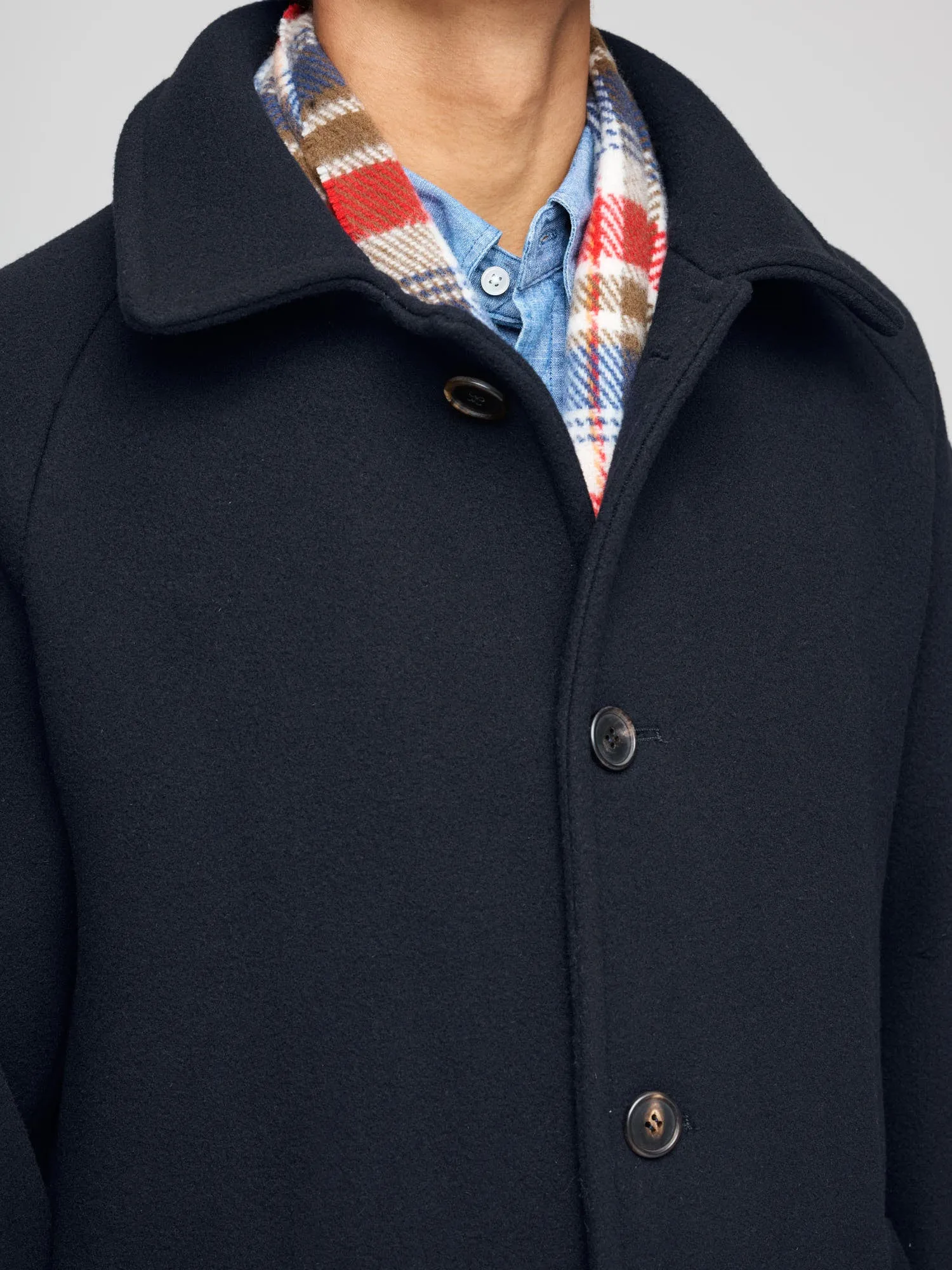 Heavy Duty Raglan Wool Coat, Navy