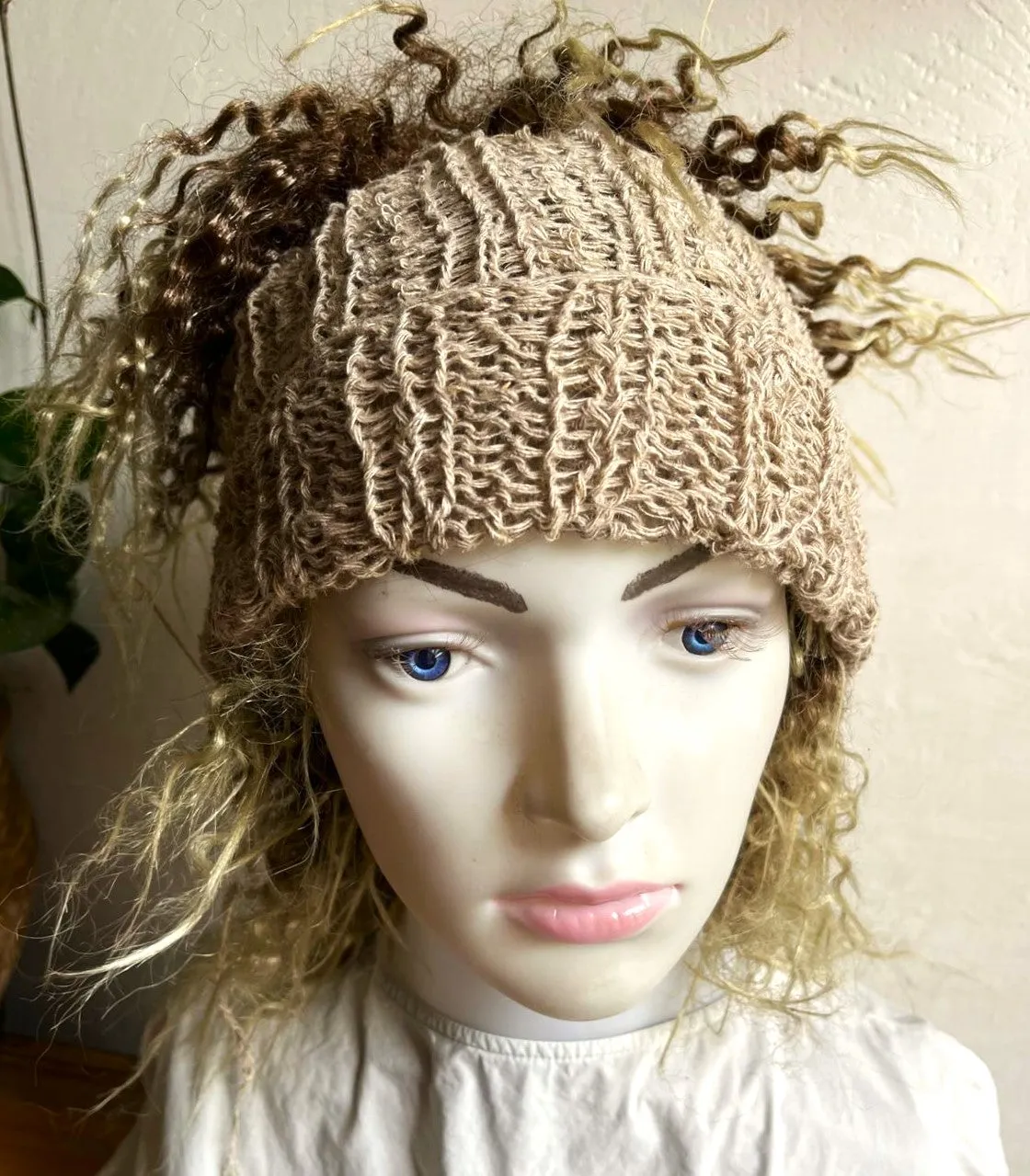 Hemp Summer Sun Beanie Hemp Knit Tube Hat Women Men Handmade Unisex Dreads Long Tube Slouchy hat