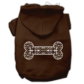 Henna Bone Screen Print Pet Hoodies Brown Size XS (8)