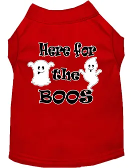 Here For The Boos Screen Print Dog Shirt Red Med (12)