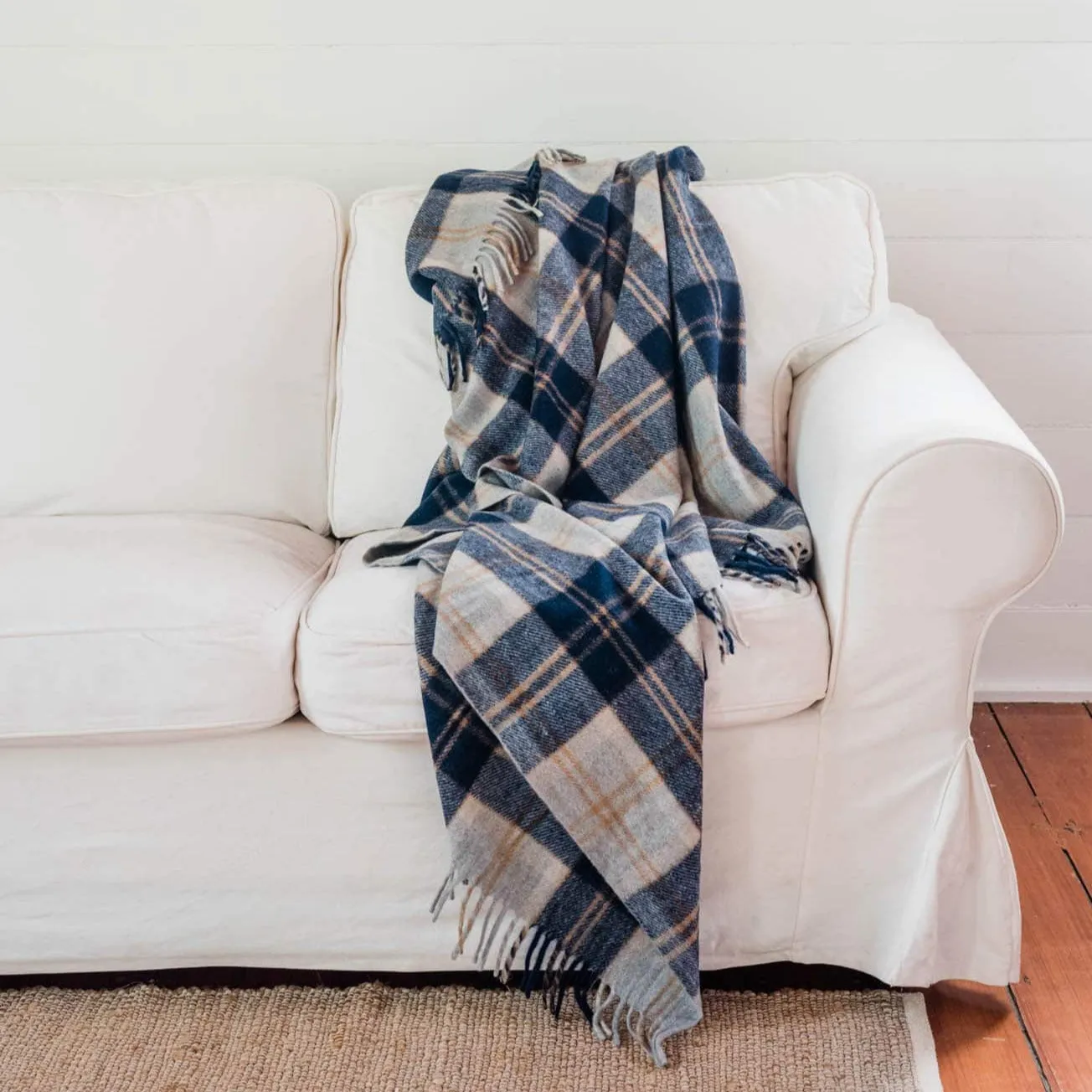 Heritage Collection | Recycled Wool Tartan Blankets | Navy