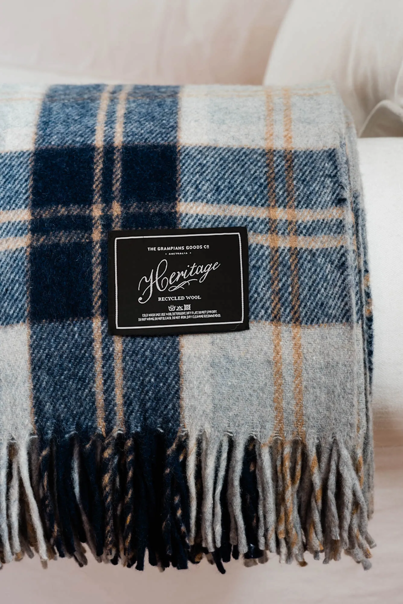 Heritage Collection | Recycled Wool Tartan Blankets | Navy