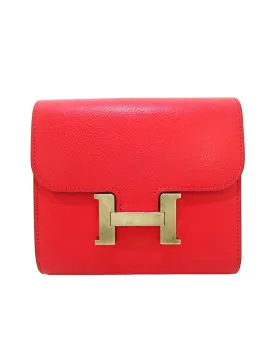 Hermes Bearn Wallet in Red