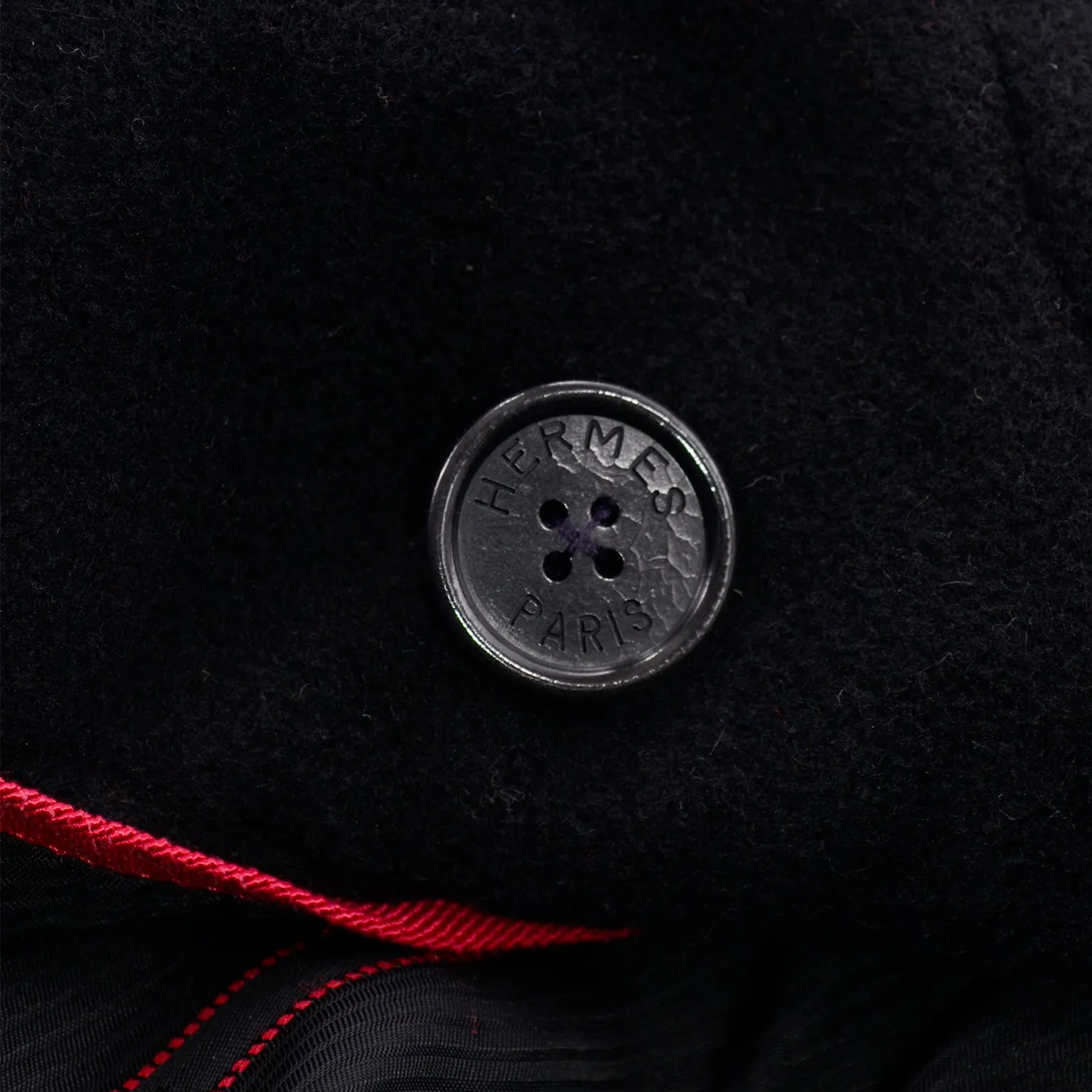 Hermes Black Cashmere Vintage Coat w/ Toggle Clip