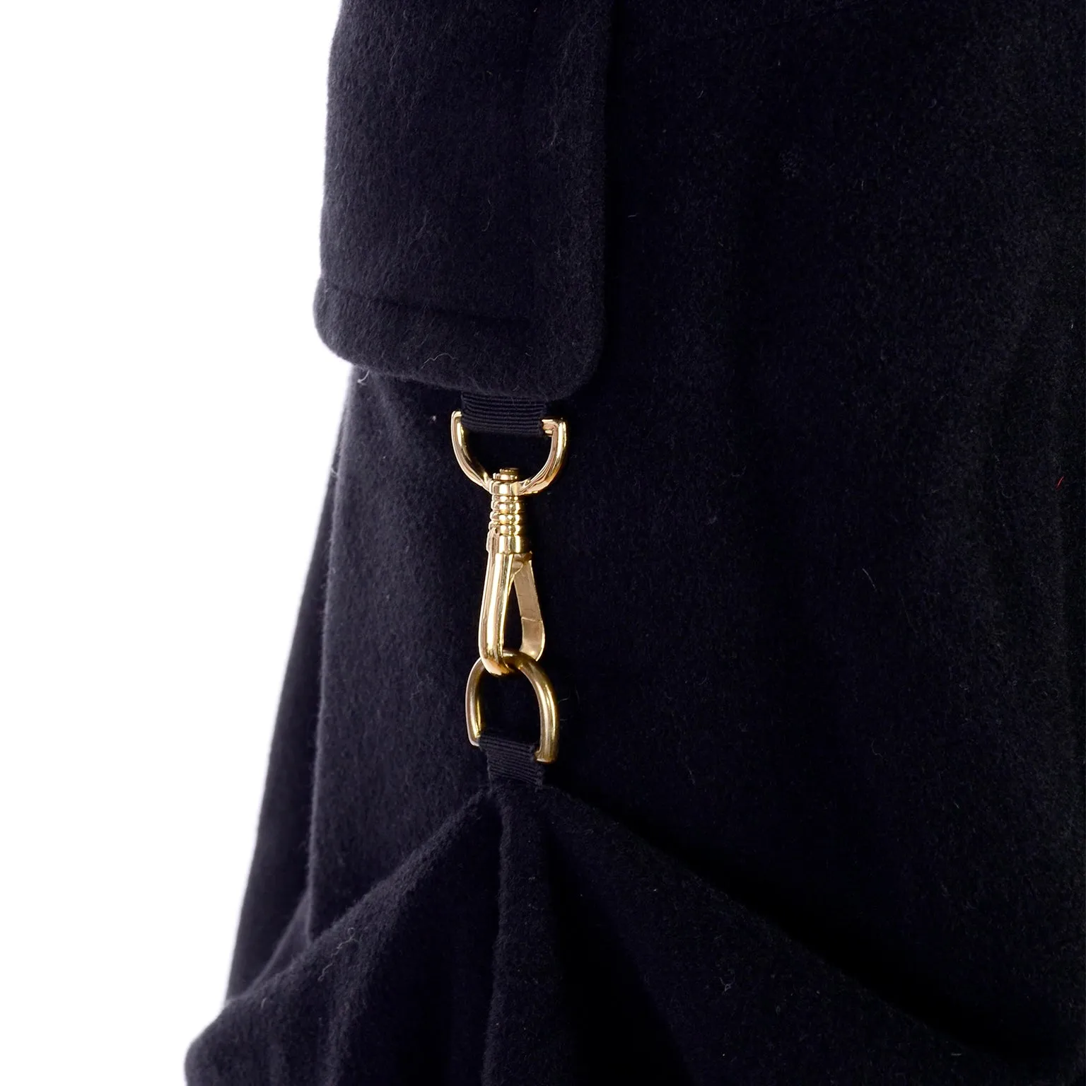 Hermes Black Cashmere Vintage Coat w/ Toggle Clip