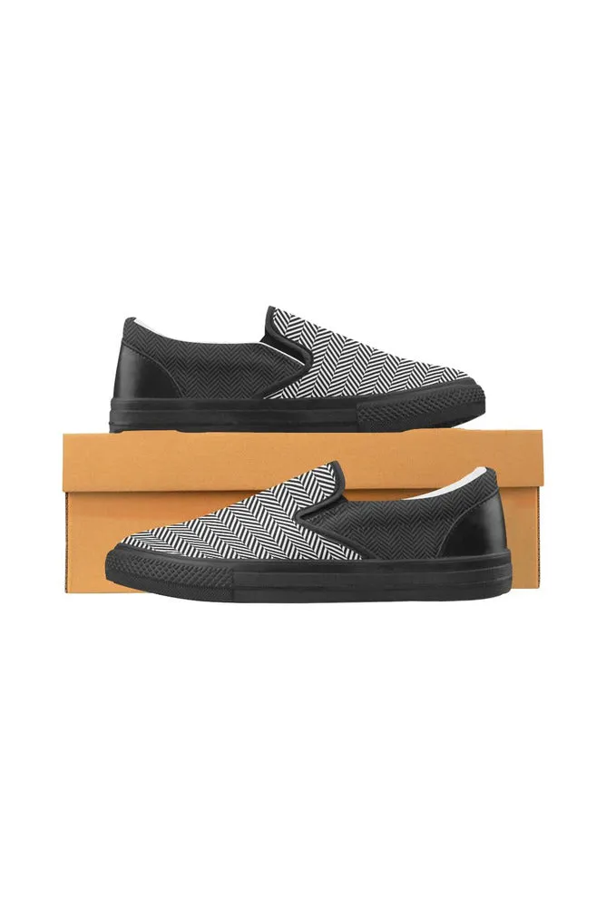 Herringbone Men's Slip-on Canvas Shoes (Model 019)