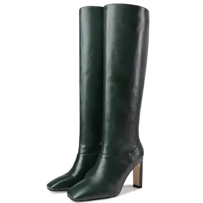 High Quality Womens PU Leather Boots with Comfortable High Heel