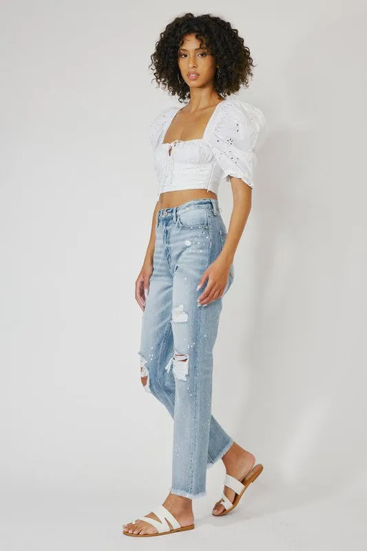 HIGH RISE SLIM STRAIGHT JEANS