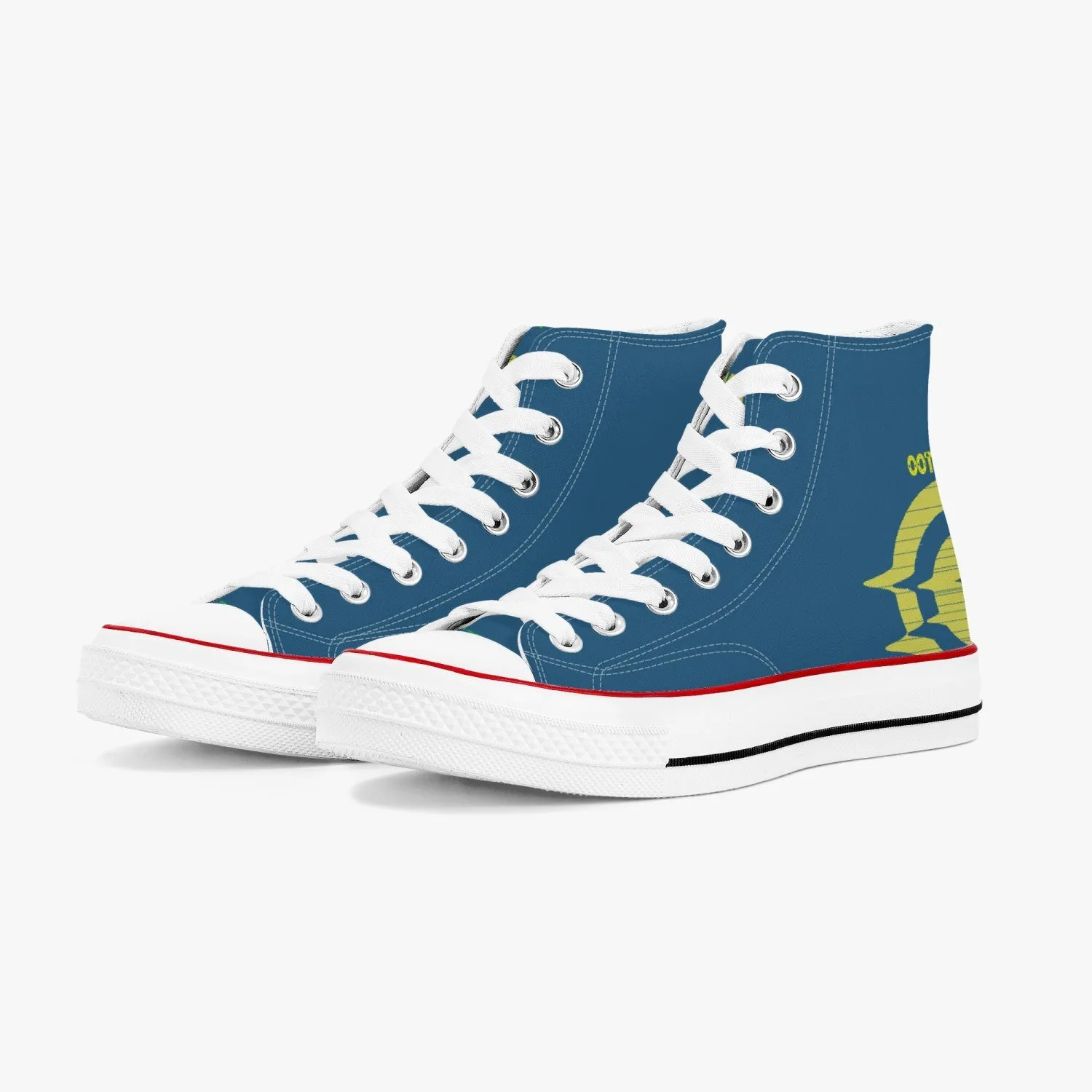 High-Top Canvas Shoes - Blue/Yellow logo