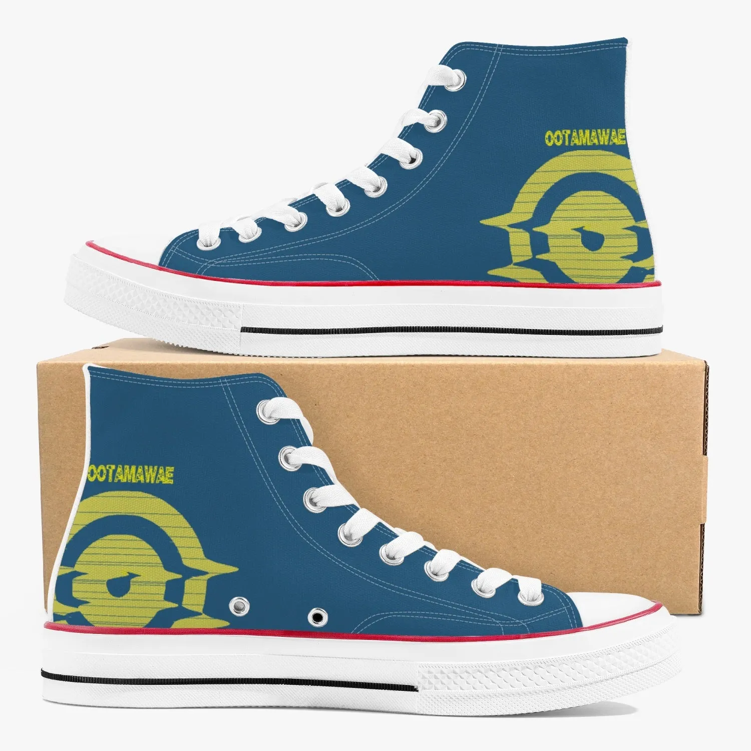 High-Top Canvas Shoes - Blue/Yellow logo