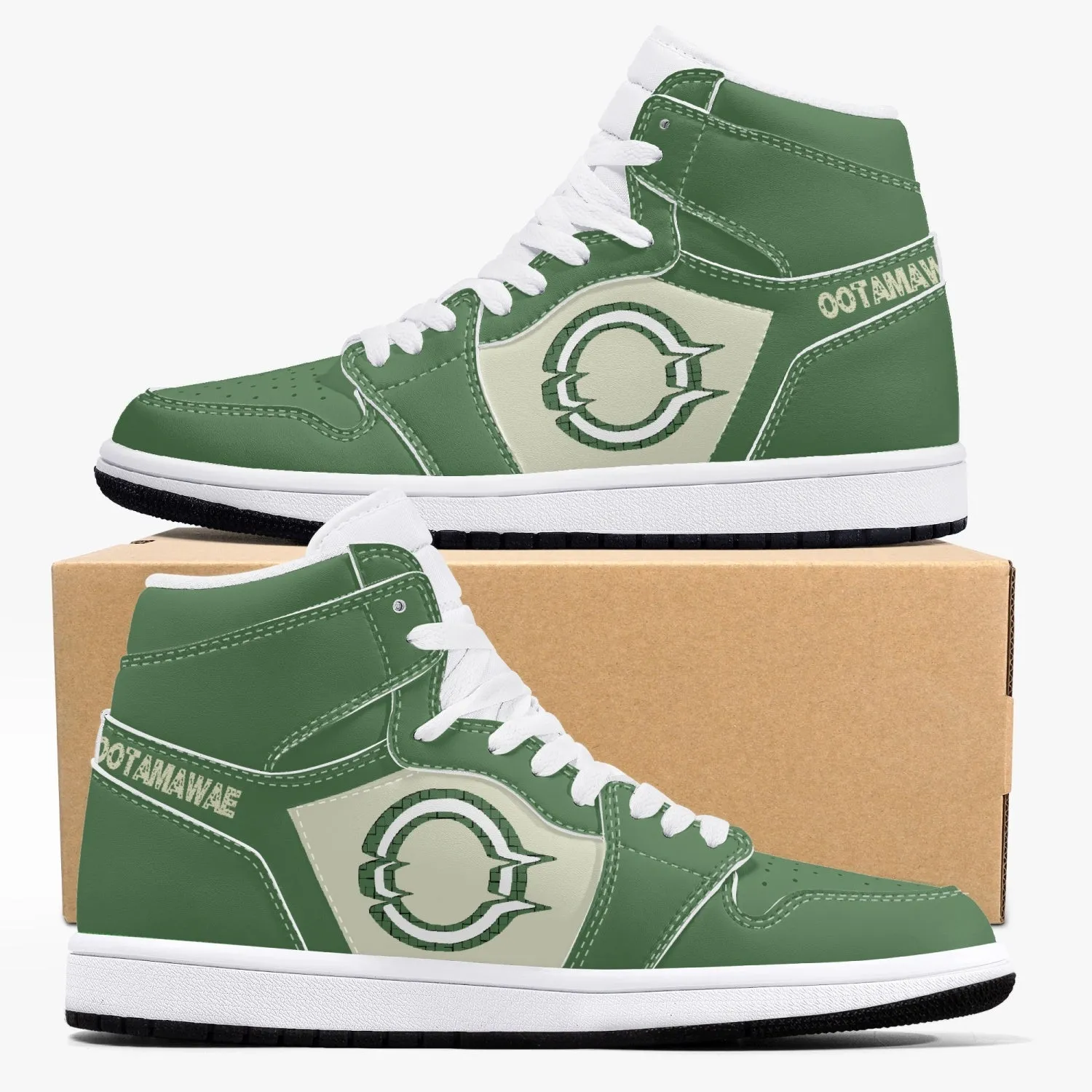 High-Top Leather Sneakers All Olive