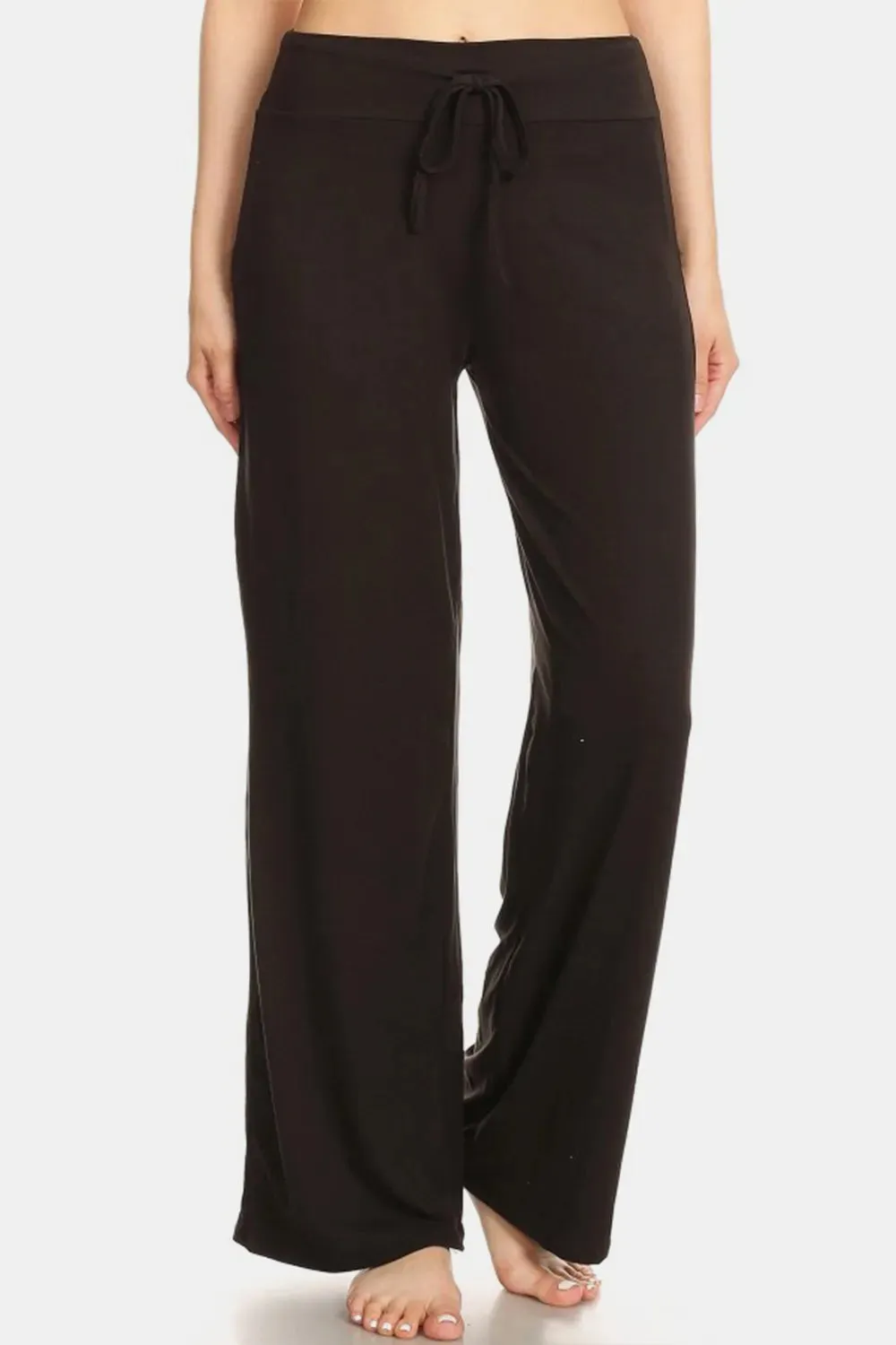 High Waist Drawstring Wide Leg Pants