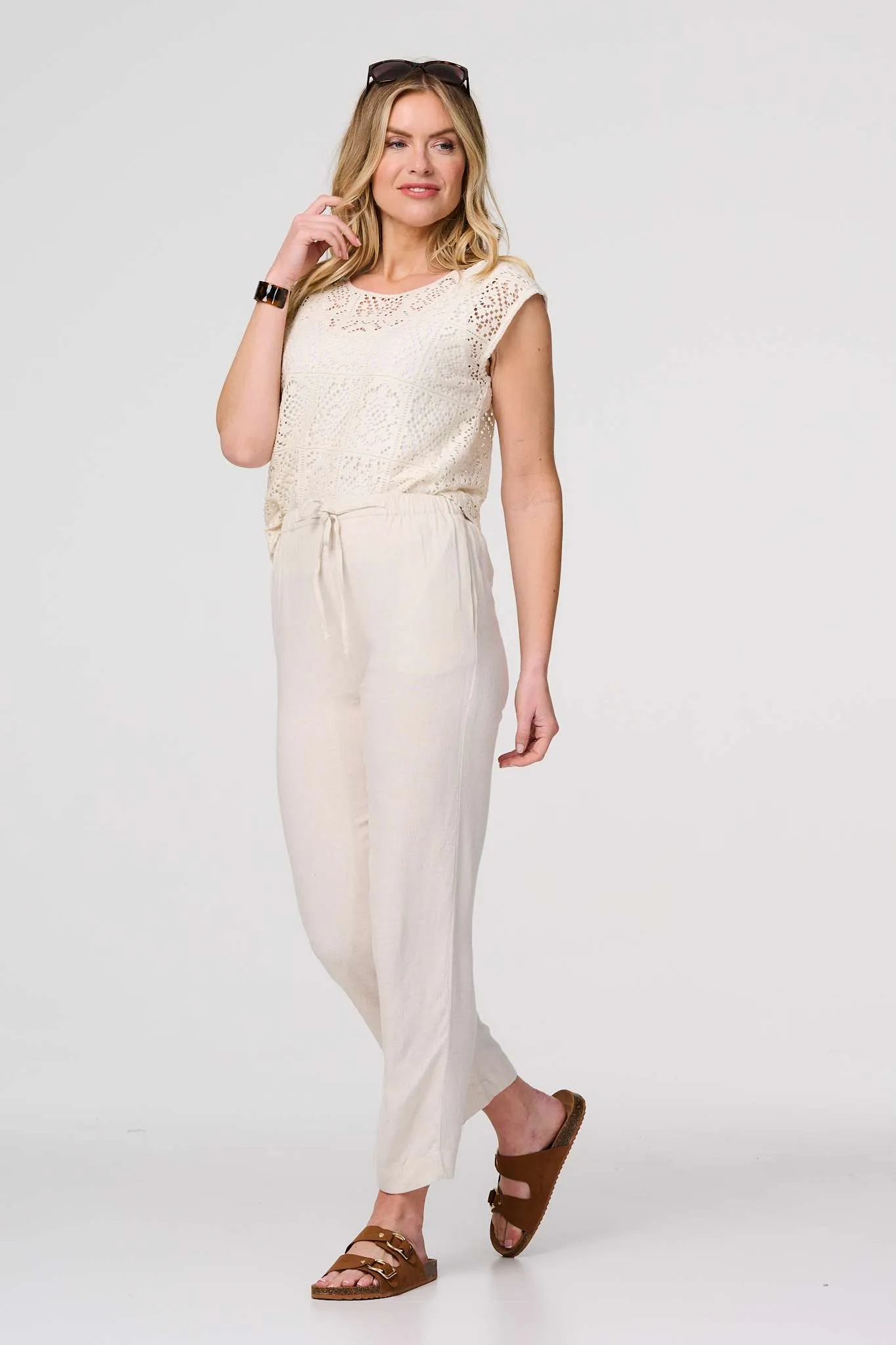 High Waist Wide Drawstring Trousers