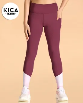 High Waisted Colourblock Stretchable Leggings For Girls