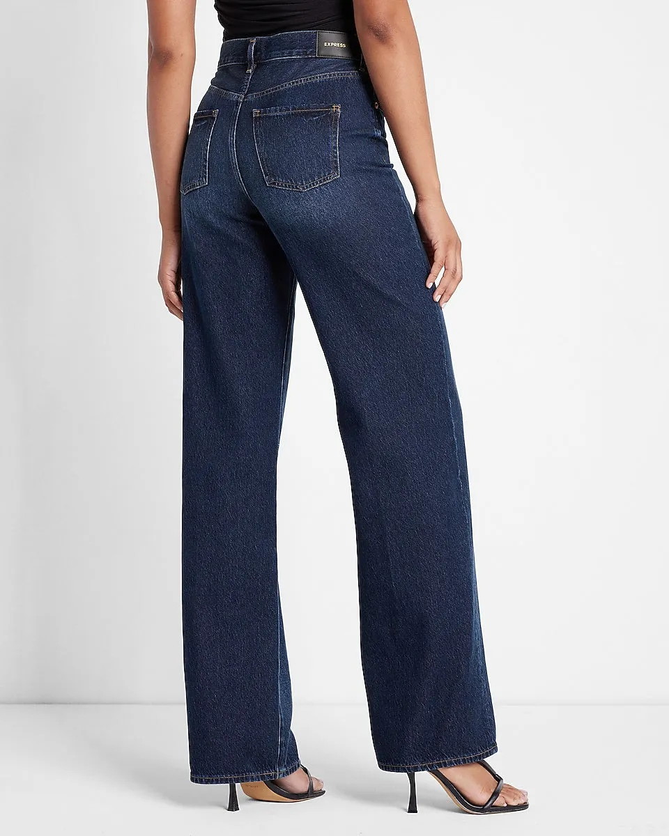 High Waisted Dark Wash Wide Leg Jeans in Dark Wash