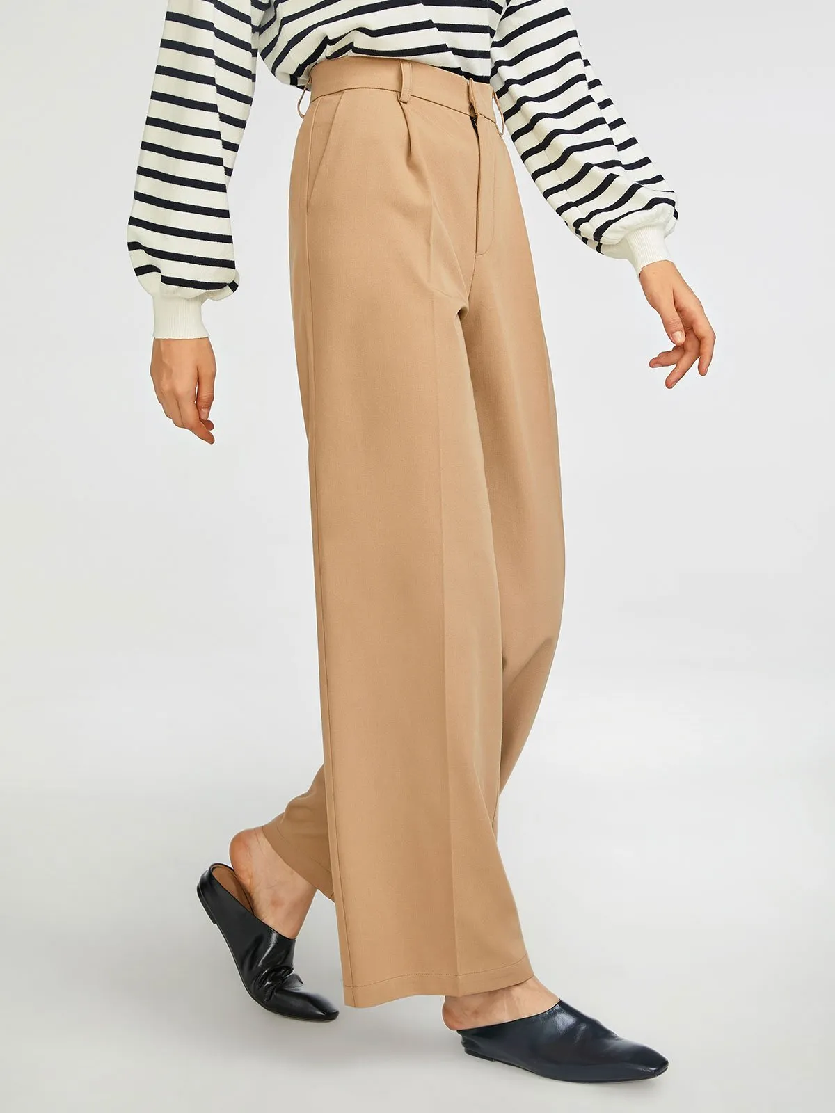 High Waisted Pleated Wide Leg Pant