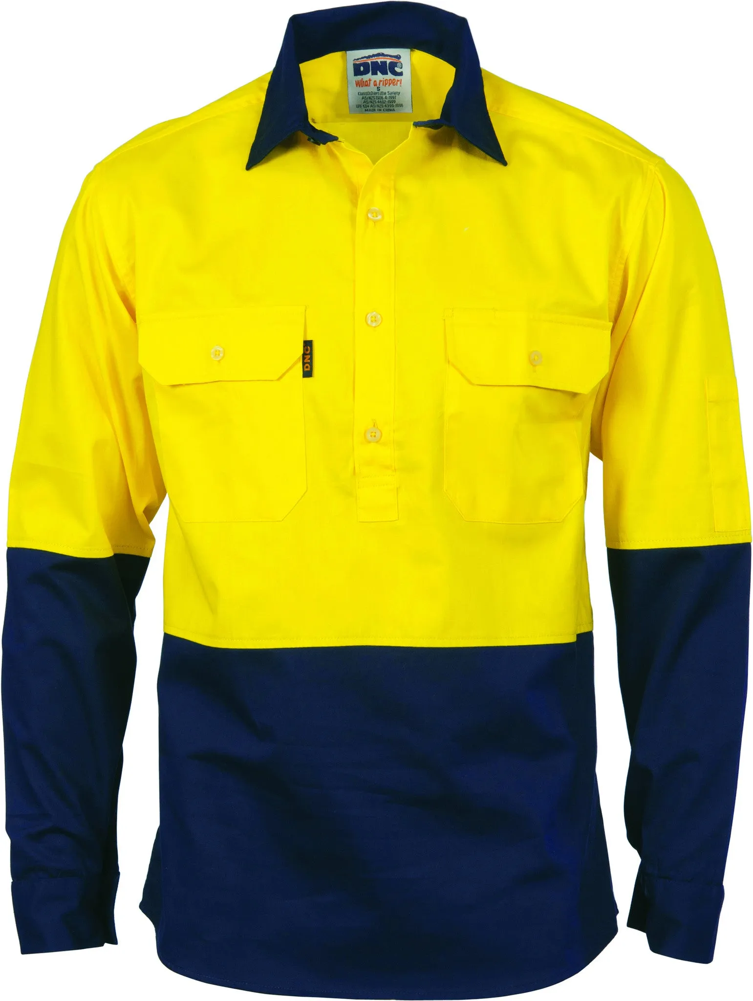 HiVis Two Tone Close Front Cotton Drill Long Sleeve Guest Sleeve