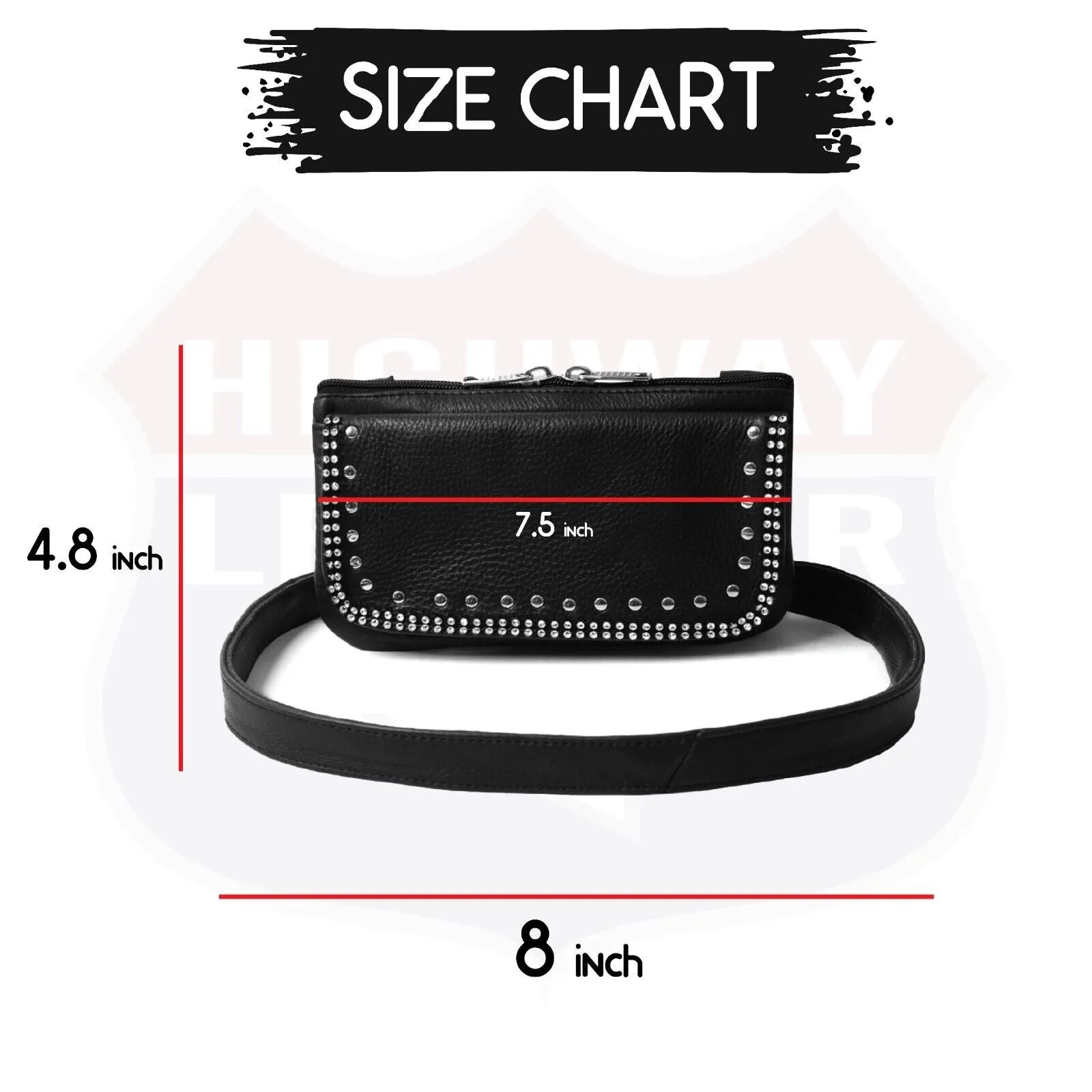 HL80151BLING Leather Hip Clip Purse Bag Women Waist Bag Fanny Pack Motorcycle Biker BLING