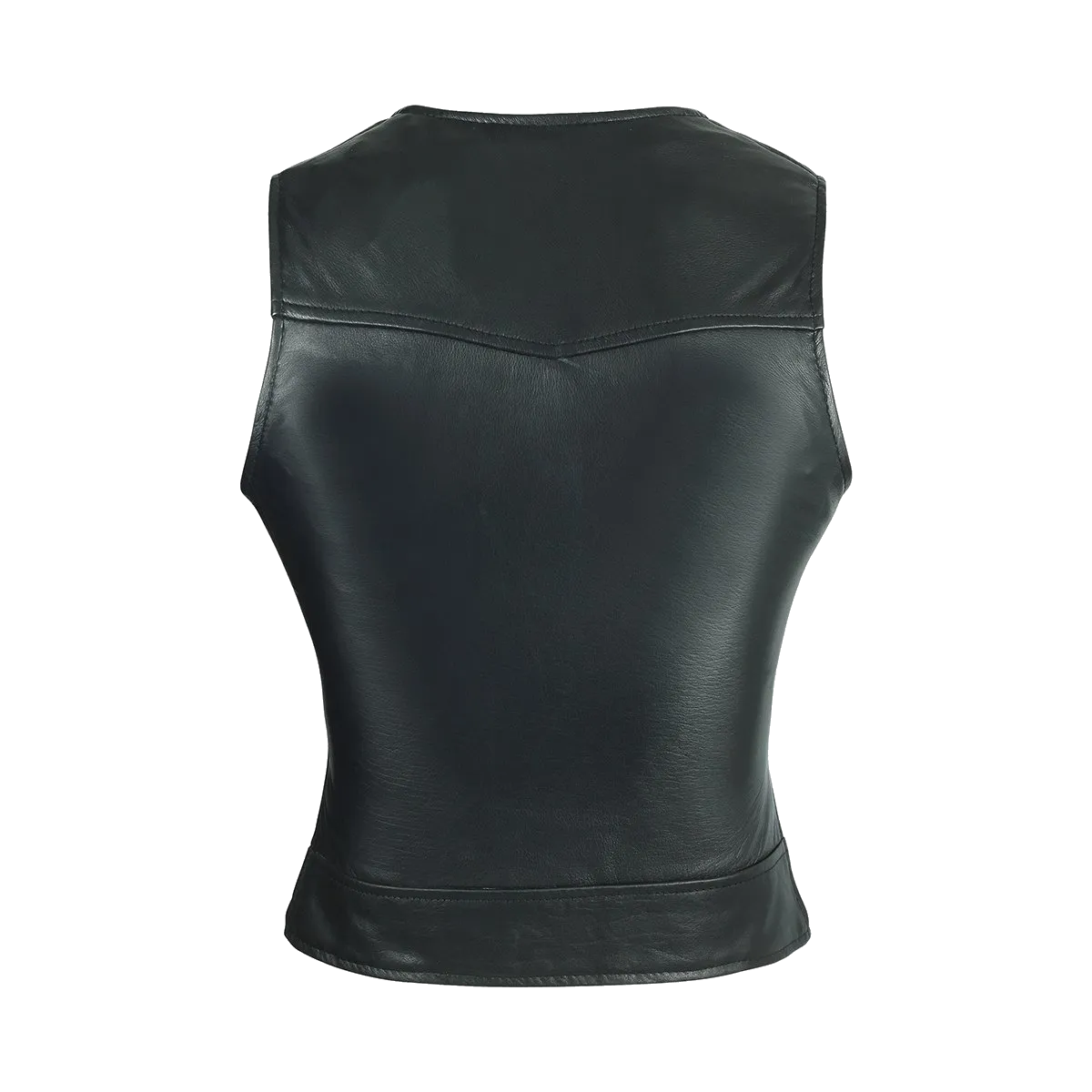 HML1041 High Mileage Plain Side Black Leather Vest